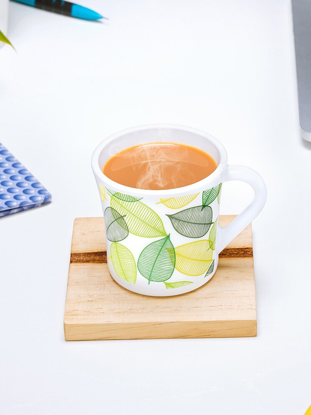 Larah by BOROSIL 6 Pcs White & Green Floral Printed Opalware Matte Mugs - 210 ML Each
Larah by BOROSIL 6 Pcs White & Green Floral Printed Opalware Matte Mugs - 210 ML Each