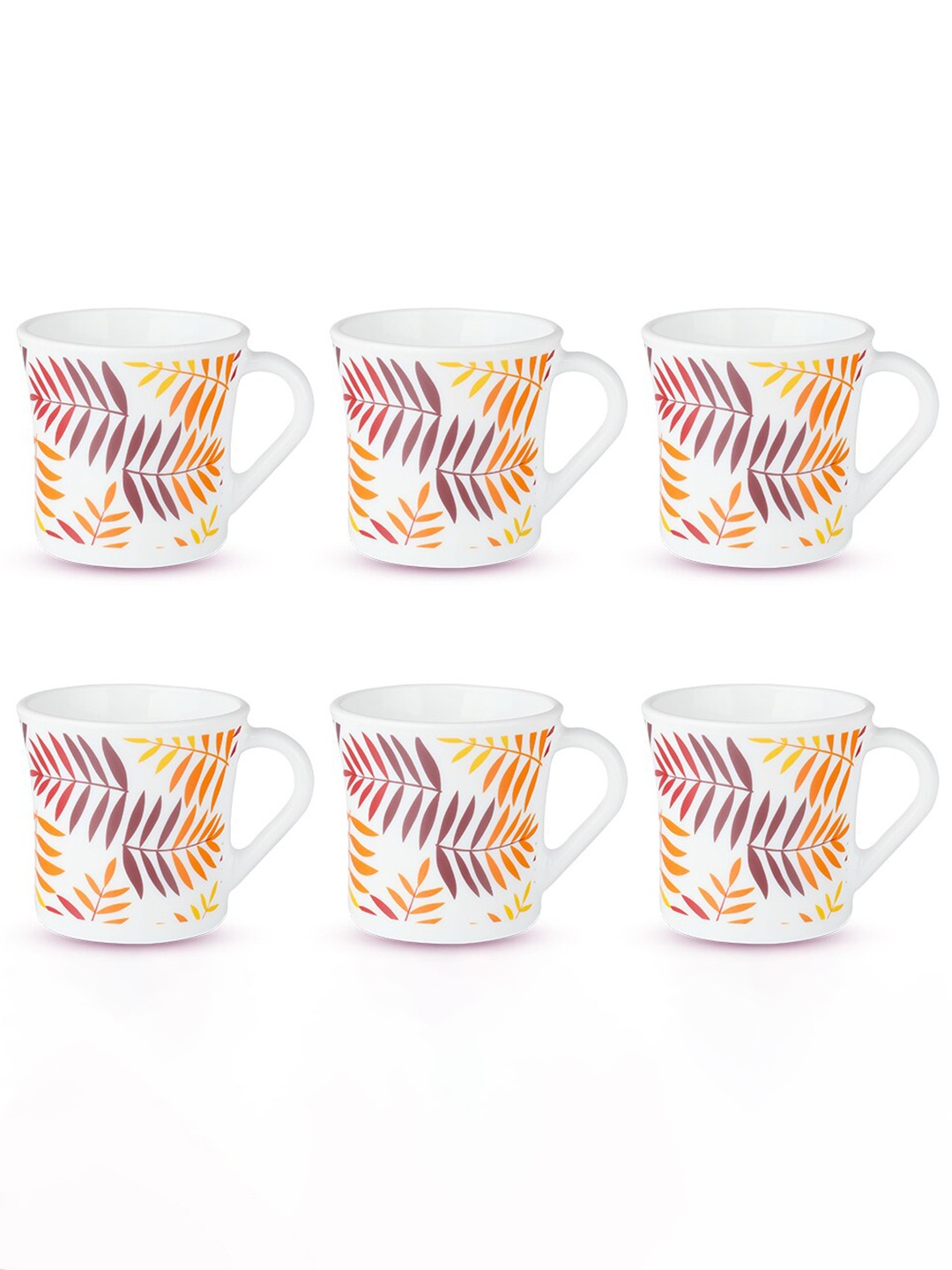 Larah by BOROSIL 6 Pcs White & Orange Floral Printed Opalware Matte Mugs - 350 ML Each
Larah by BOROSIL 6 Pcs White & Orange Floral Printed Opalware Matte Mugs - 350 ML Each