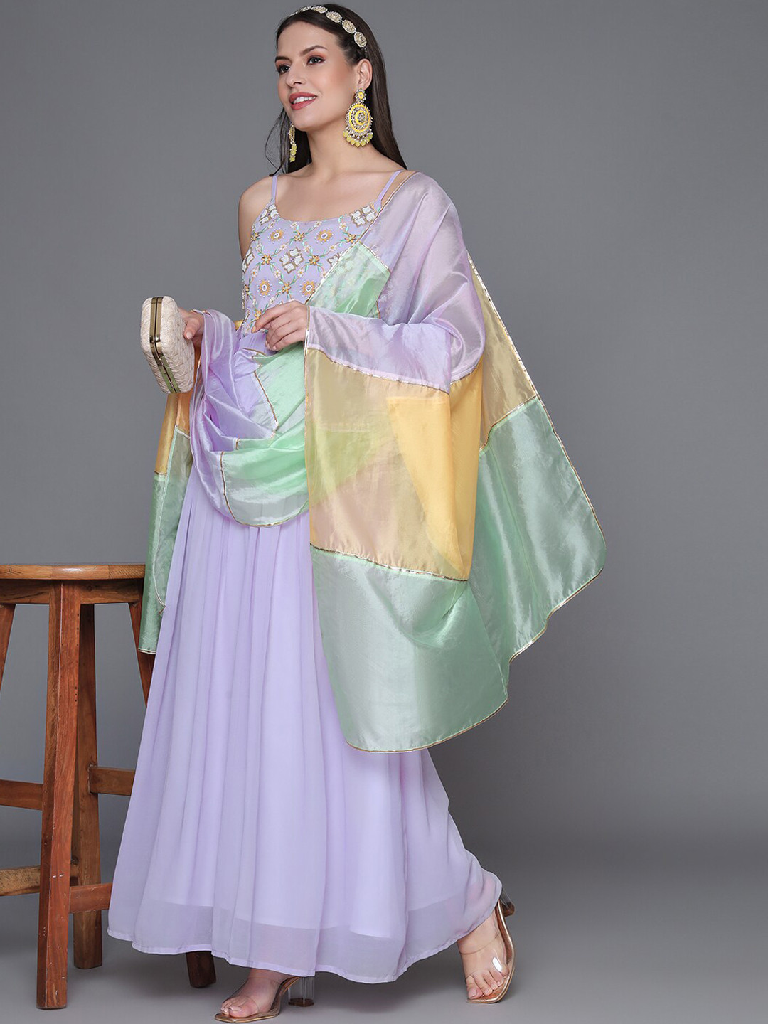 HEEPOSH Floral Embroidered Georgette Fit & Flare Maxi Ethnic Dress With Organza Dupatta, Lavender
HEEPOSH Floral Embroidered Georgette Fit & Flare Maxi Ethnic Dress With Organza Dupatta, Lavender