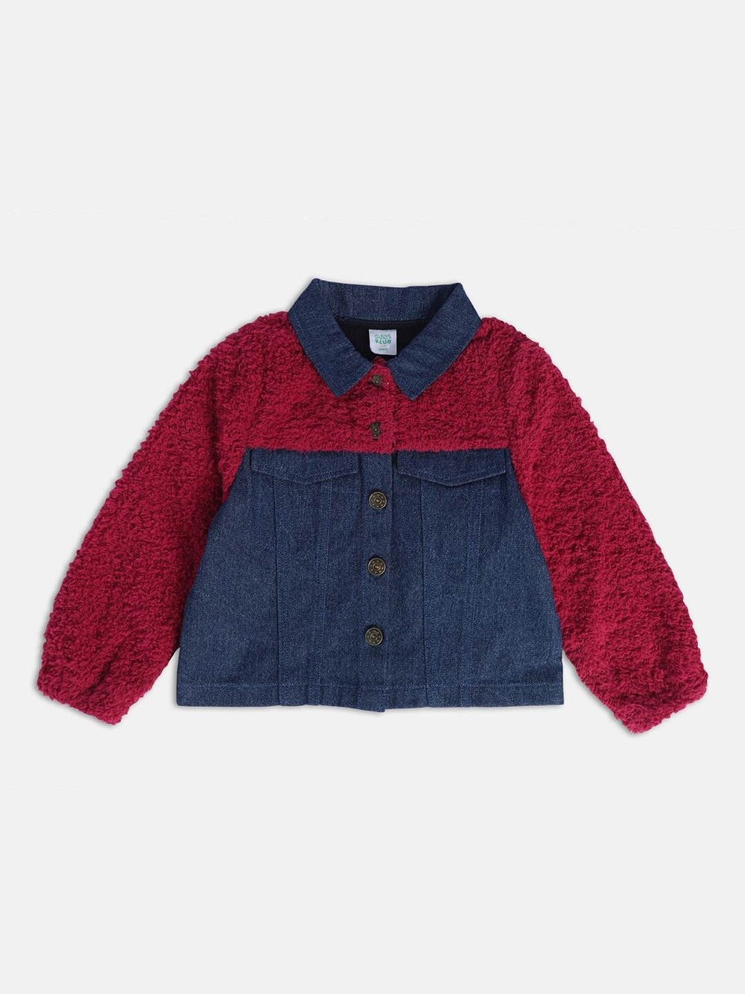 MINI KLUB Girls Colourblocked Lightweight Crop Pure Cotton Denim Jacket, Maroon
MINI KLUB Girls Colourblocked Lightweight Crop Pure Cotton Denim Jacket, Maroon