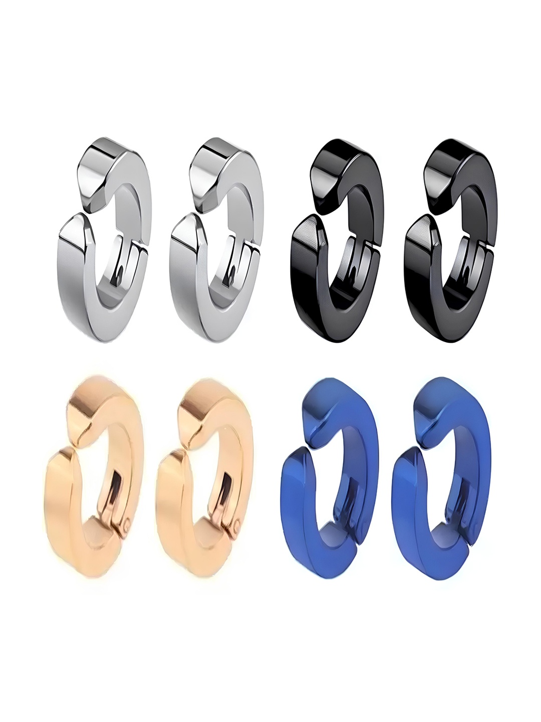 KARISHMA KREATIONS Men Set Of 4 Gold-Plated Stainless Steel Contemporary Hoop Earrings
KARISHMA KREATIONS Men Set Of 4 Gold-Plated Stainless Steel Contemporary Hoop Earrings
