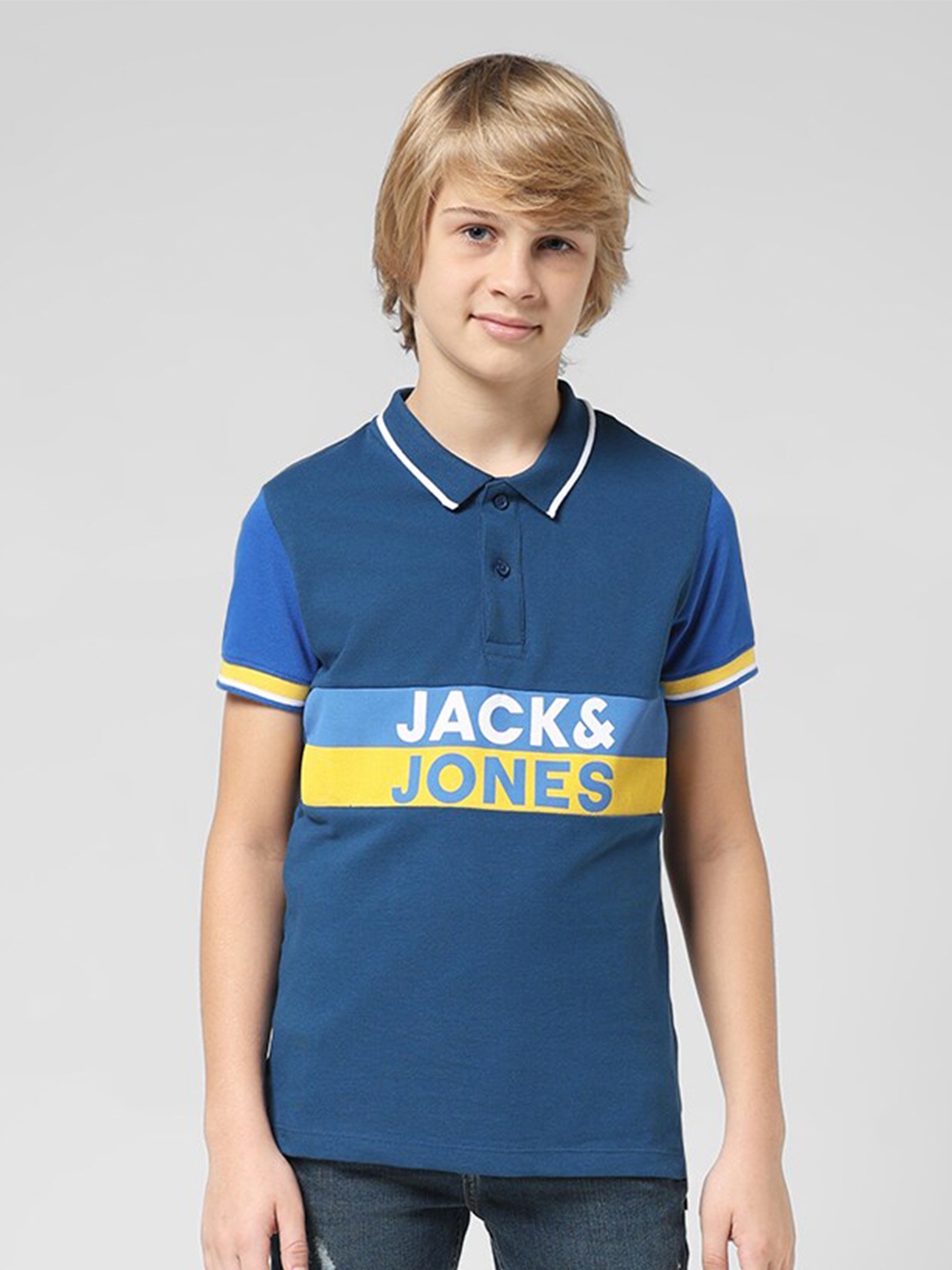 Jack & Jones Junior Boys Typography Printed Polo Collar Pure Cotton Slim Fit T-shirt, Blue
Jack & Jones Junior Boys Typography Printed Polo Collar Pure Cotton Slim Fit T-shirt, Blue