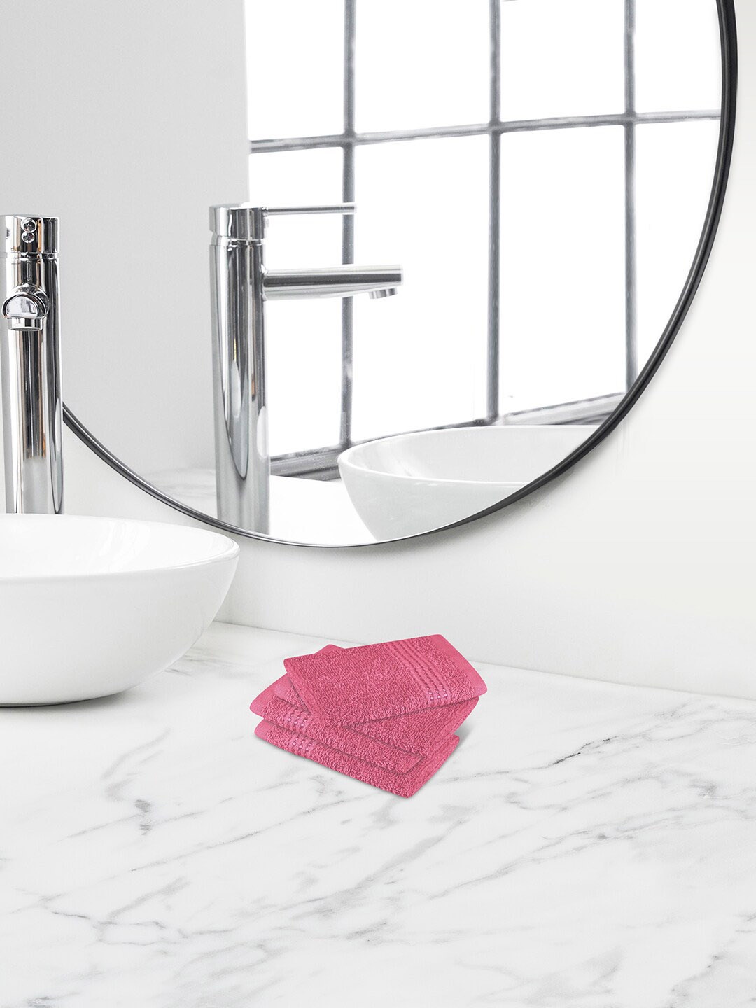 Himeya Pink 4 Pieces Self-Designed 320 GSM Cotton Face Towels