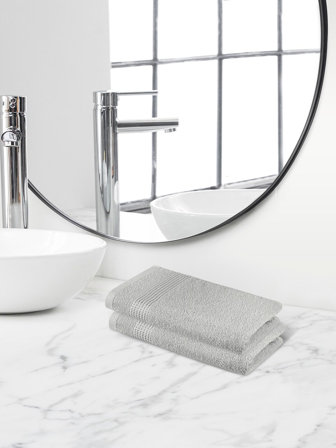 Himeya Grey 2 Pieces Terry Cotton 320 GSM Hand Towels