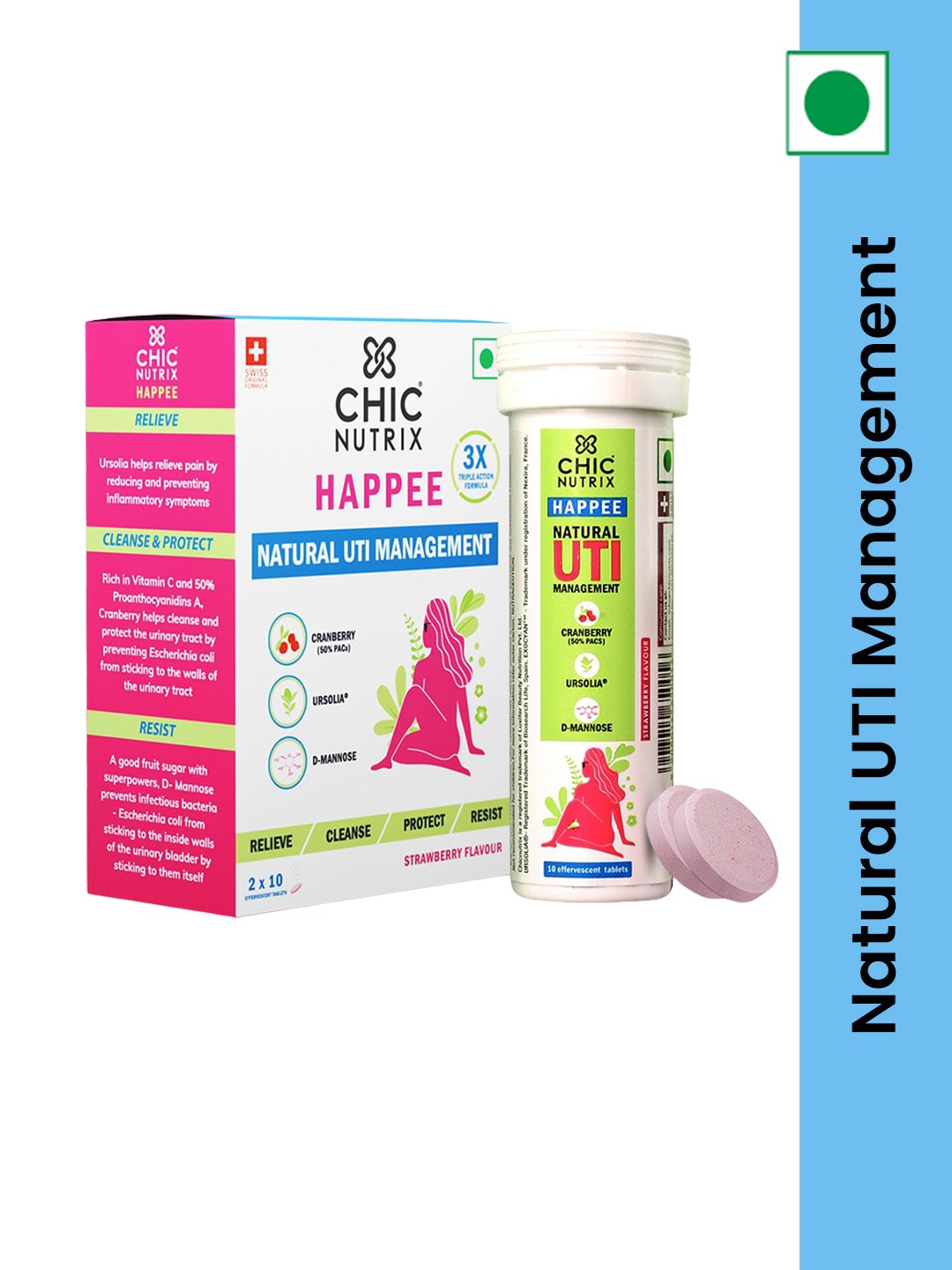 CHICNUTRIX Set Of 2 Happee Natural UTI Management Tablets - Strawberry - 10 Tablets Each, White
CHICNUTRIX Set Of 2 Happee Natural UTI Management Tablets - Strawberry - 10 Tablets Each, White
