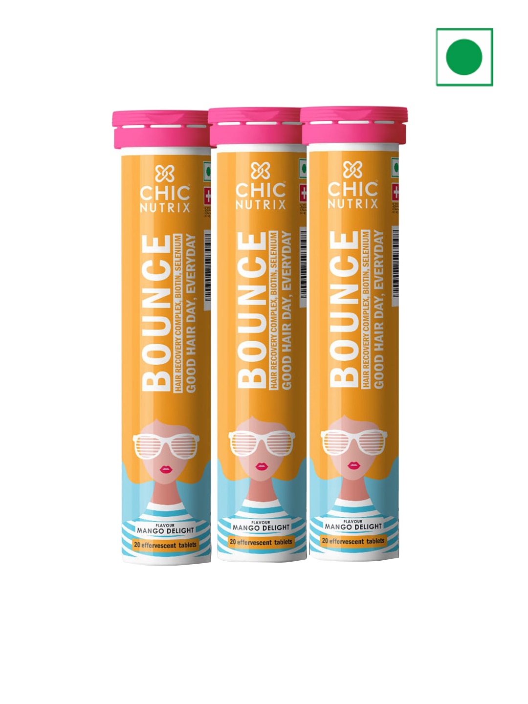 CHICNUTRIX Set of 3 Mango Delight Bounce Biotin with Selenium & Amino Acids - 20 Tabs Each, Orange
CHICNUTRIX Set of 3 Mango Delight Bounce Biotin with Selenium & Amino Acids - 20 Tabs Each, Orange