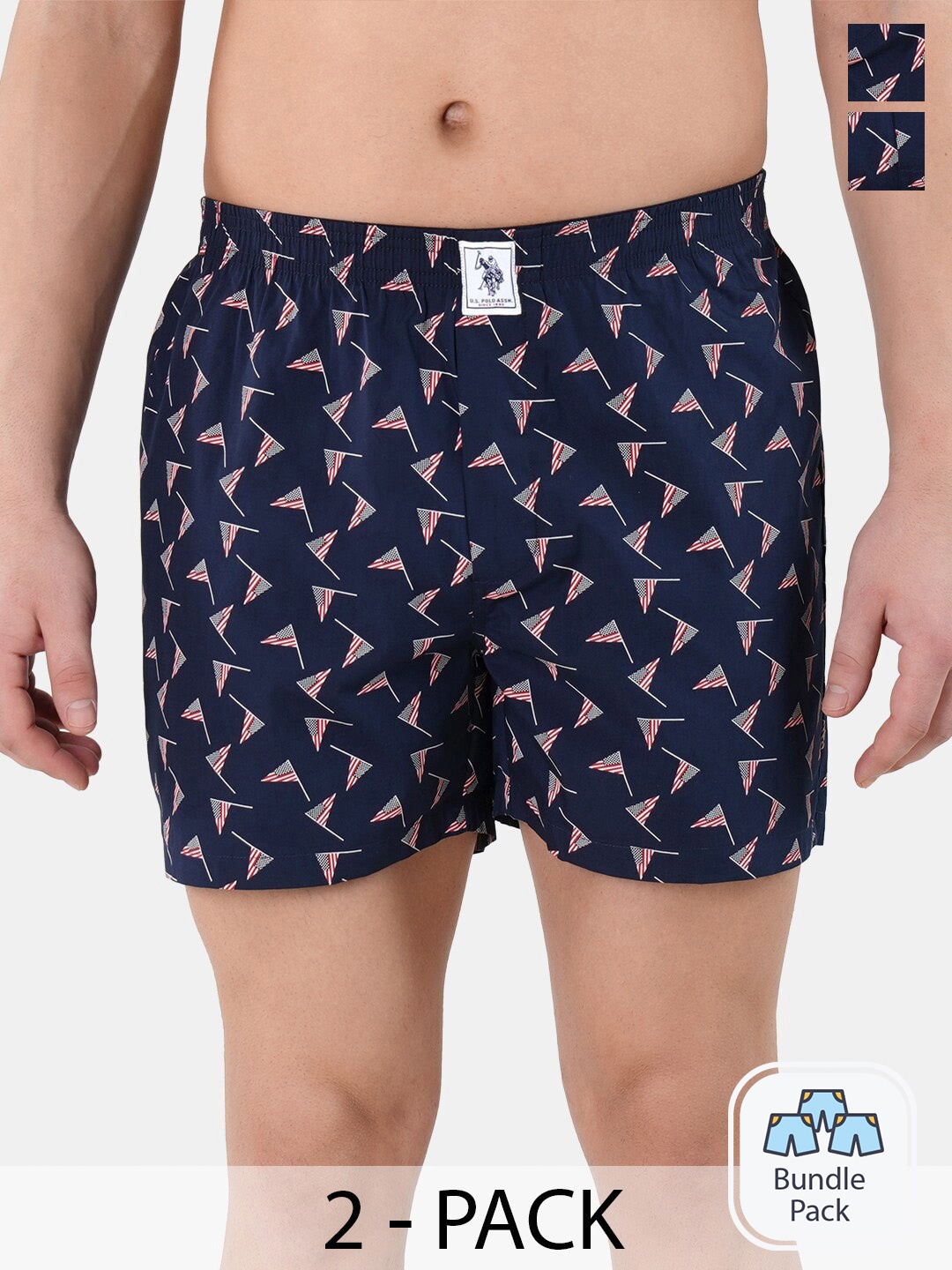 U.S. Polo Assn. Men Pack Of 2 Conversational Printed Pure Cotton Boxers 22596662-2, Navy blue
U.S. Polo Assn. Men Pack Of 2 Conversational Printed Pure Cotton Boxers 22596662-2, Navy blue