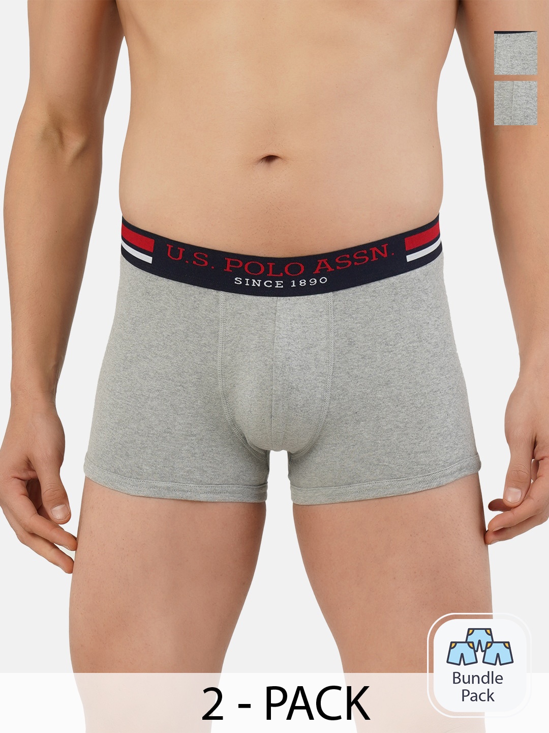 U.S. Polo Assn. Men Pack Of 2 Outer Elastic Pure Cotton Trunk 20649930-2, Grey melange
U.S. Polo Assn. Men Pack Of 2 Outer Elastic Pure Cotton Trunk 20649930-2, Grey melange
