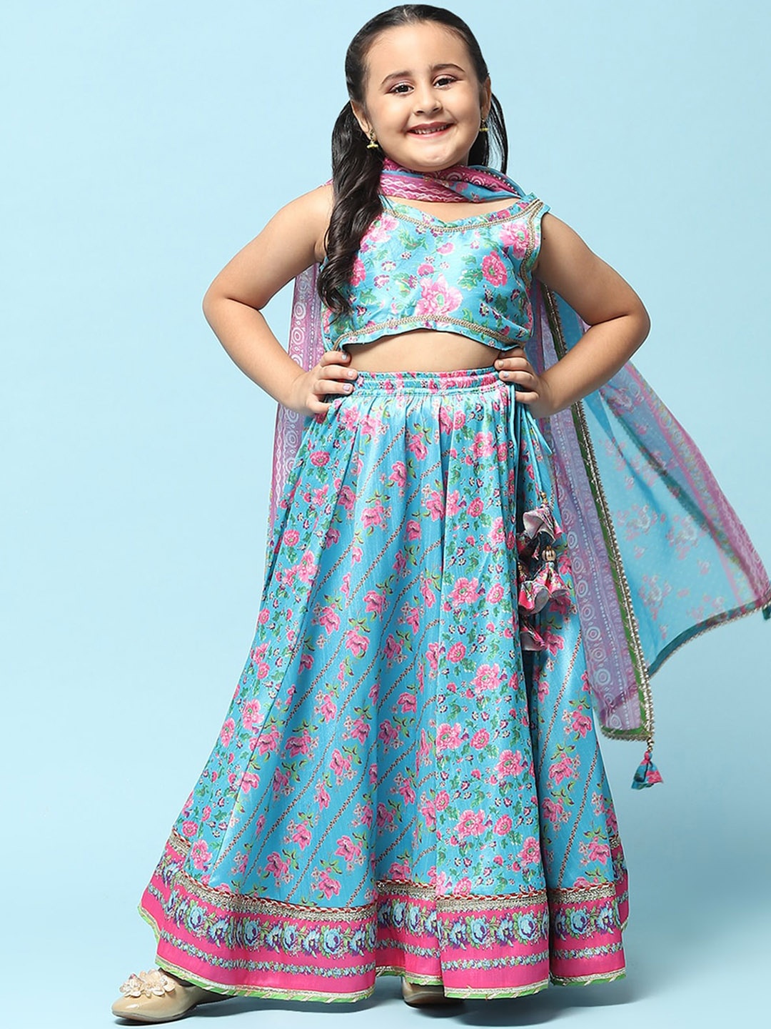 Biba Girls Floral Printed Cotton Ready To Wear Lehenga & Blouse With Dupatta, Turquoise blue
Biba Girls Floral Printed Cotton Ready To Wear Lehenga & Blouse With Dupatta, Turquoise blue