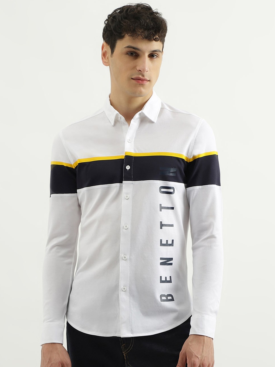 United Colors of Benetton Slim Fit Typography Printed Pure Cotton Casual Shirt, White
United Colors of Benetton Slim Fit Typography Printed Pure Cotton Casual Shirt, White