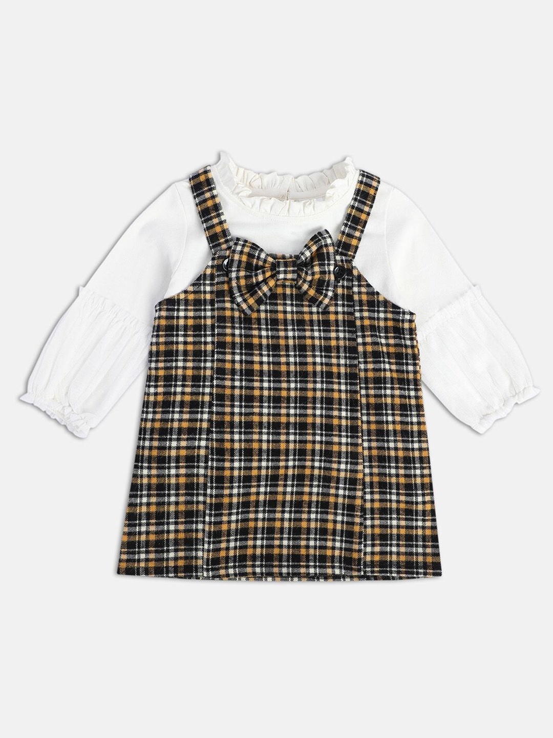 MINI KLUB Girls Pure Cotton Checked Shoulder Straps Pinafore Dress Comes With A Top, Black
MINI KLUB Girls Pure Cotton Checked Shoulder Straps Pinafore Dress Comes With A Top, Black