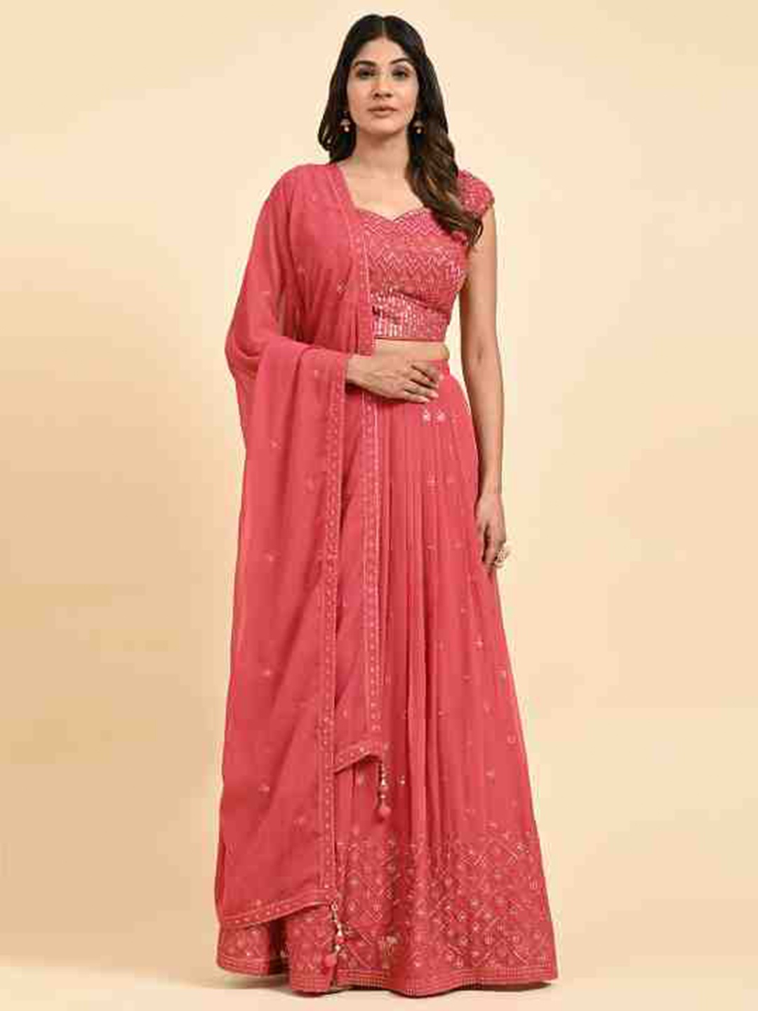 JUST FASHION Embroidered Thread Work Ready To Wear Lehenga & Blouse With Dupatta, Orange
JUST FASHION Embroidered Thread Work Ready To Wear Lehenga & Blouse With Dupatta, Orange