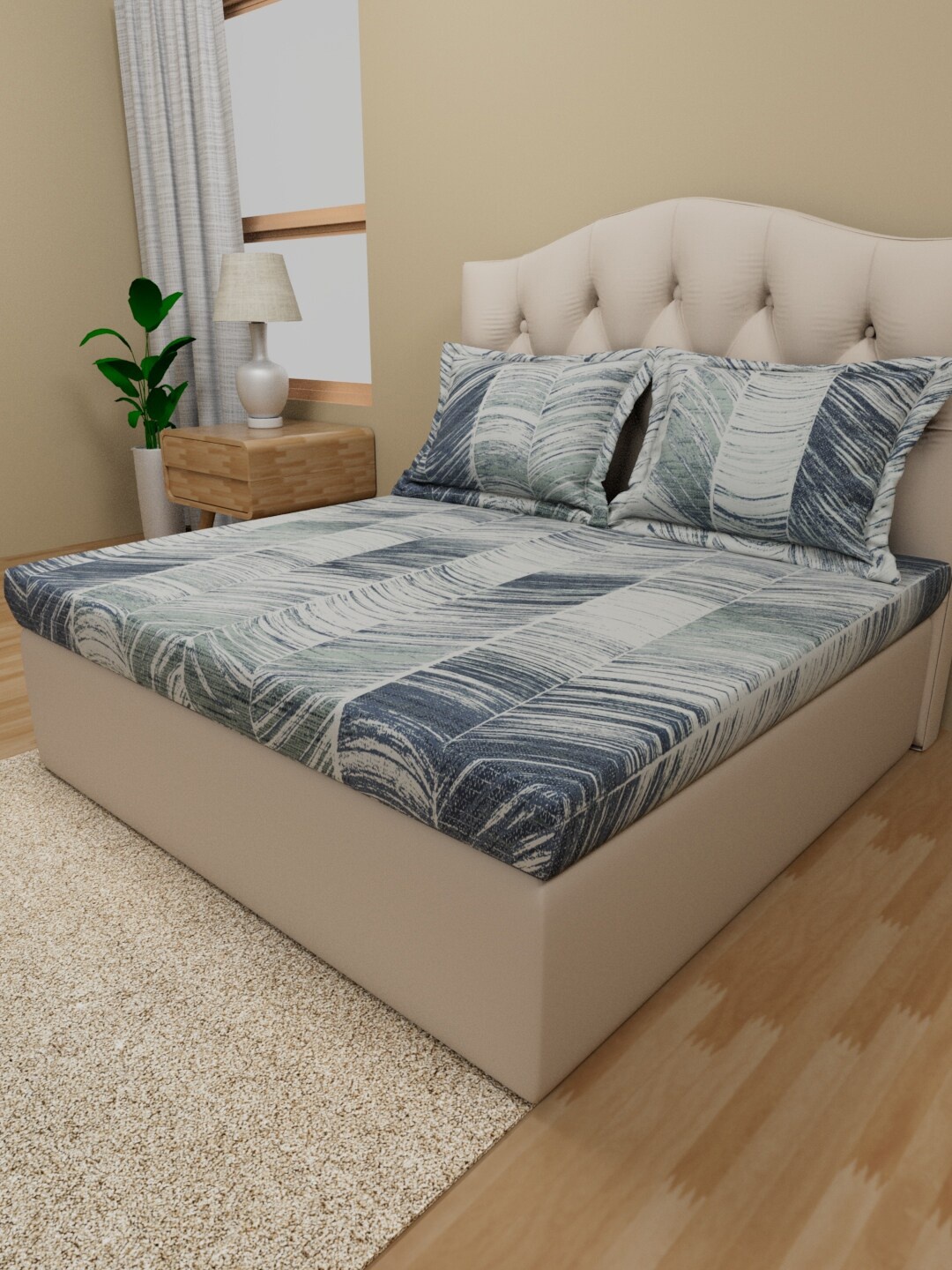 Himeya Grey & White Printed Pure Cotton 180 TC Queen Bedsheet with 2 Pillow Covers
Himeya Grey & White Printed Pure Cotton 180 TC Queen Bedsheet with 2 Pillow Covers