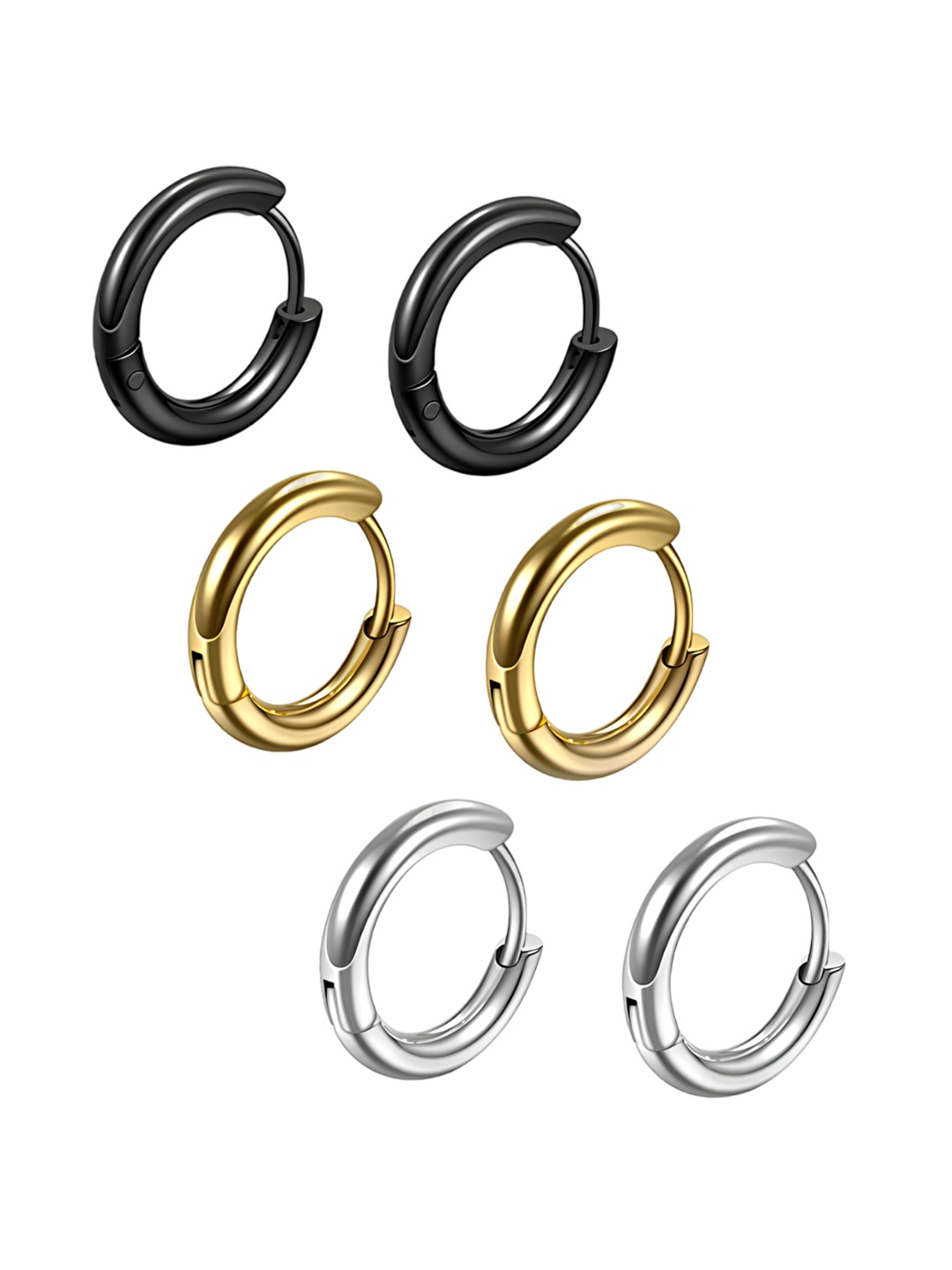 KARISHMA KREATIONS Men Set Of 3 Gold-Plated Stainless Steel Contemporary Hoop Earrings
KARISHMA KREATIONS Men Set Of 3 Gold-Plated Stainless Steel Contemporary Hoop Earrings