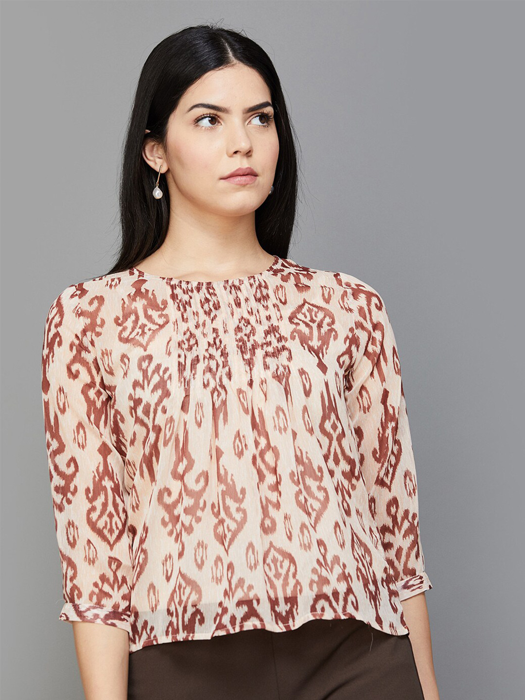 CODE by Lifestyle Ethnic Motifs Printed Cuffed Sleeves Top With Slip, Off white
CODE by Lifestyle Ethnic Motifs Printed Cuffed Sleeves Top With Slip, Off white