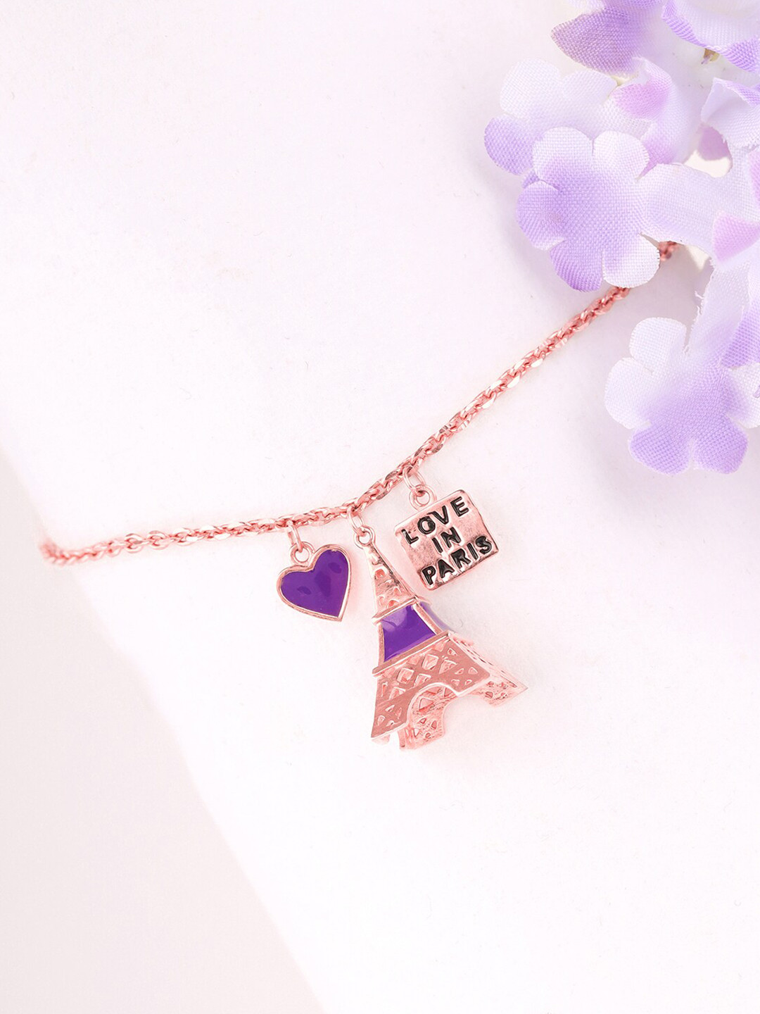 GIVA 925 Sterling Silver Rose Gold-Plated Love In Paris Charm Bracelet 
GIVA 925 Sterling Silver Rose Gold-Plated Love In Paris Charm Bracelet