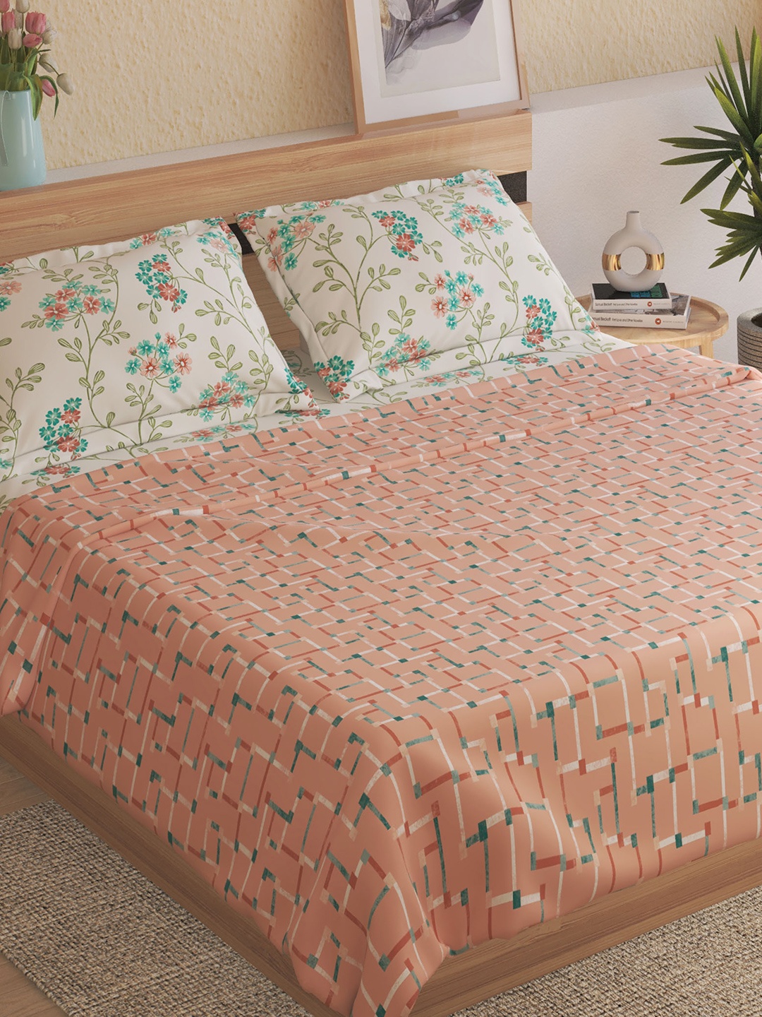 Home Centre Liberty Peach Printed Cotton 144 TC 2 Queen Bedsheet with 2 Pillow Covers
Home Centre Liberty Peach Printed Cotton 144 TC 2 Queen Bedsheet with 2 Pillow Covers