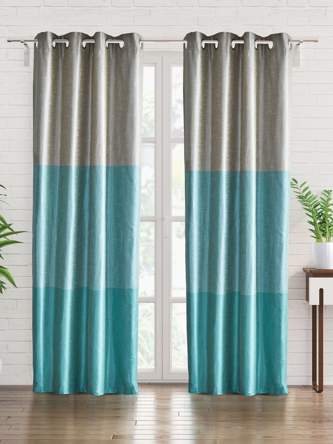 Home Centre Contempo Blue & Grey 2 Pieces Colourblocked Room Darkening Door Curtains
Home Centre Contempo Blue & Grey 2 Pieces Colourblocked Room Darkening Door Curtains