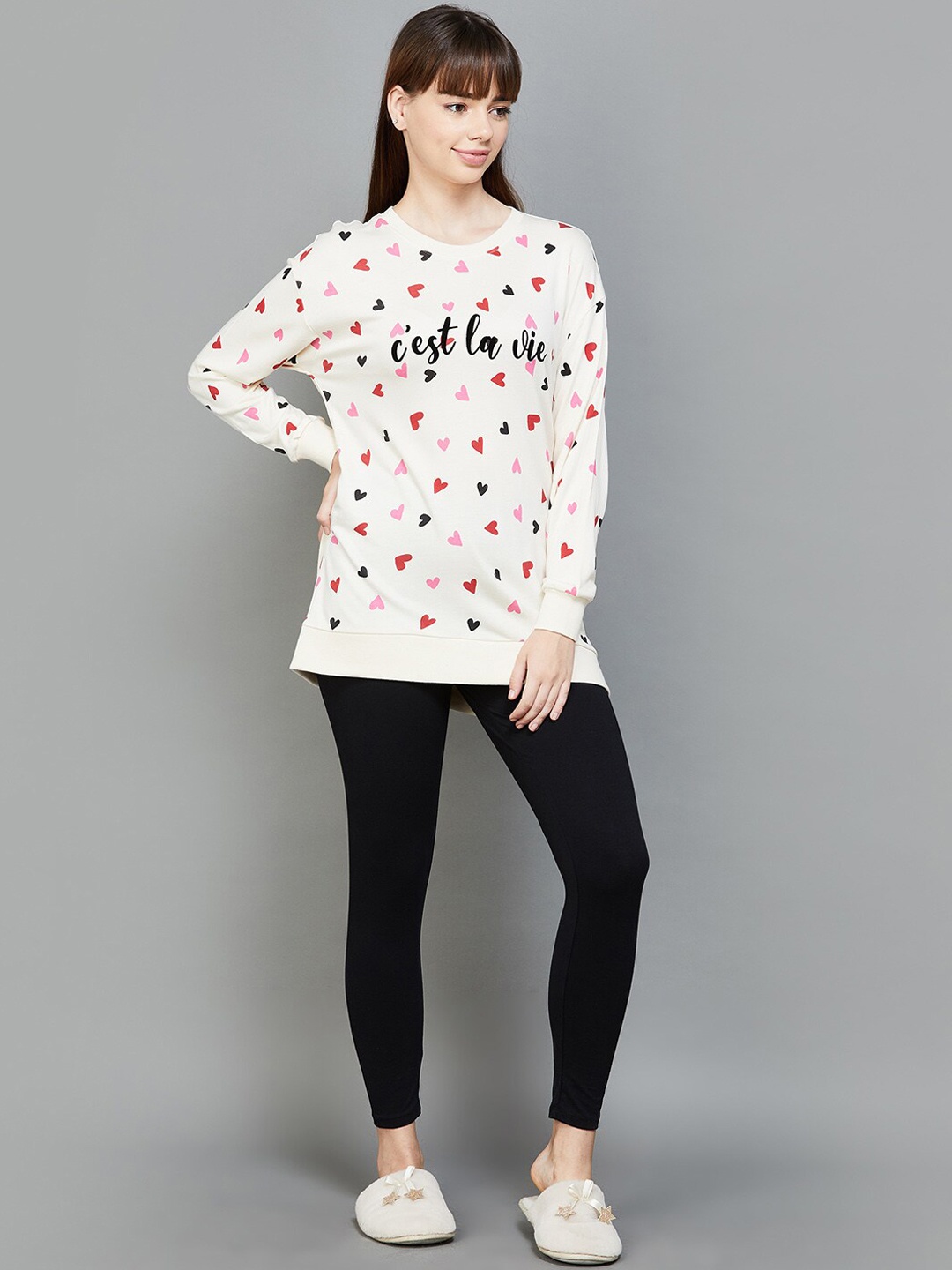 Ginger by Lifestyle Conversational Printed Long Sleeves Pure Cotton Night suits, Cream
Ginger by Lifestyle Conversational Printed Long Sleeves Pure Cotton Night suits, Cream