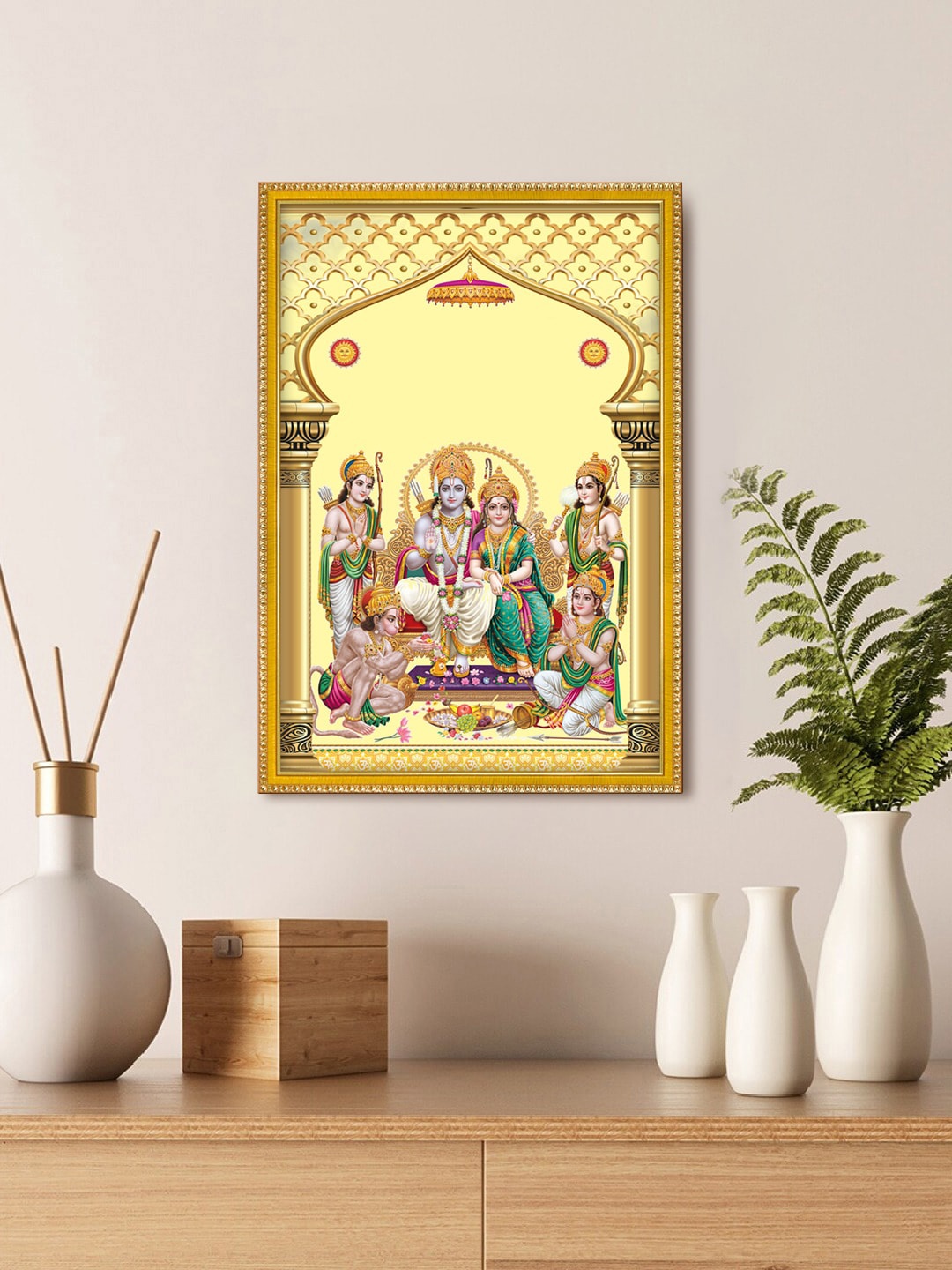 999Store Gold Toned & Yellow Ram Darbar Lord Ram With Sita And Bharat Hanuman Wall Art
999Store Gold Toned & Yellow Ram Darbar Lord Ram With Sita And Bharat Hanuman Wall Art