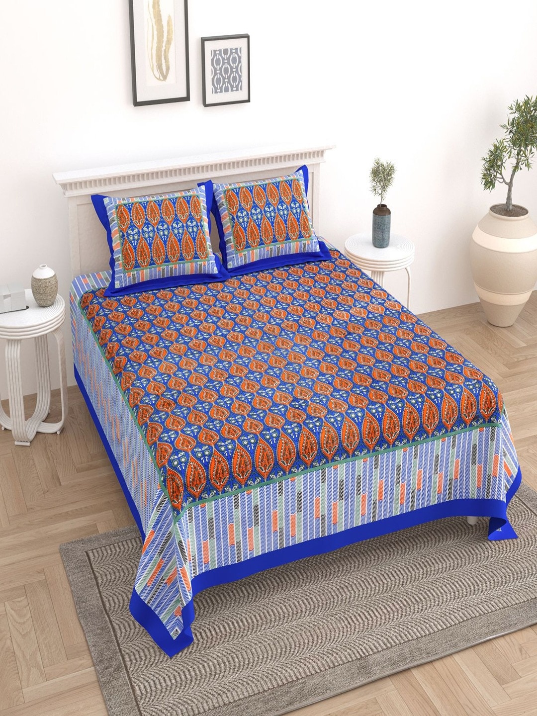 UNIQCHOICE Blue & Red Ethnic Motifs Pure Cotton 180 TC King Bedsheet with 2 Pillow Covers
UNIQCHOICE Blue & Red Ethnic Motifs Pure Cotton 180 TC King Bedsheet with 2 Pillow Covers