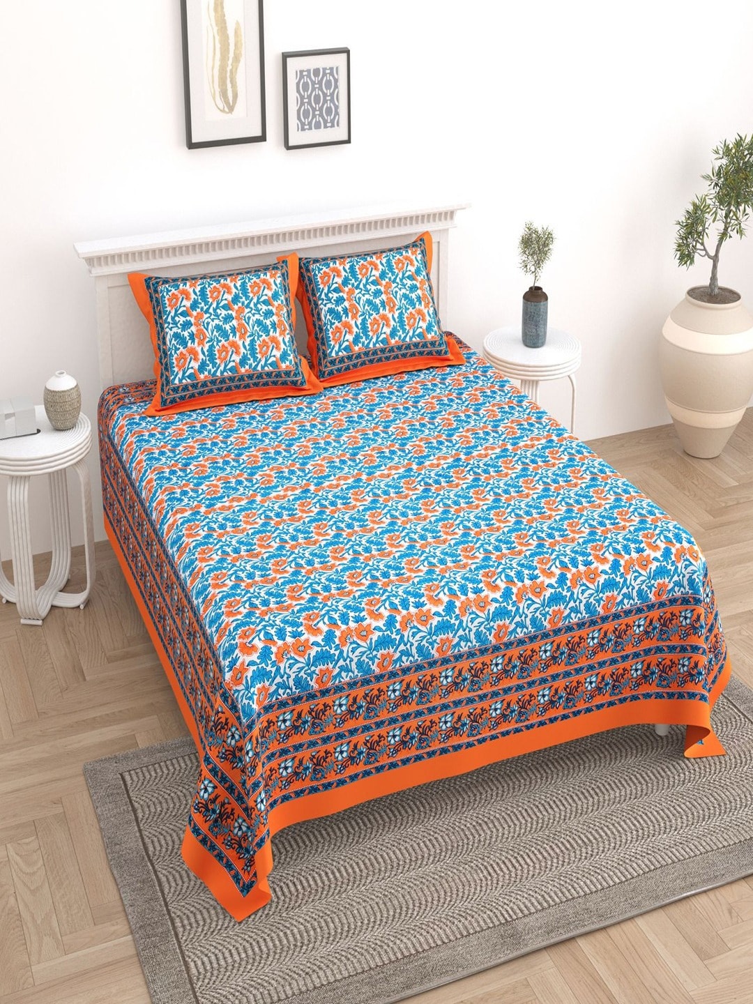 UNIQCHOICE White & Orange Floral Pure Cotton 180 TC King Bedsheet with 2 Pillow Covers
UNIQCHOICE White & Orange Floral Pure Cotton 180 TC King Bedsheet with 2 Pillow Covers
