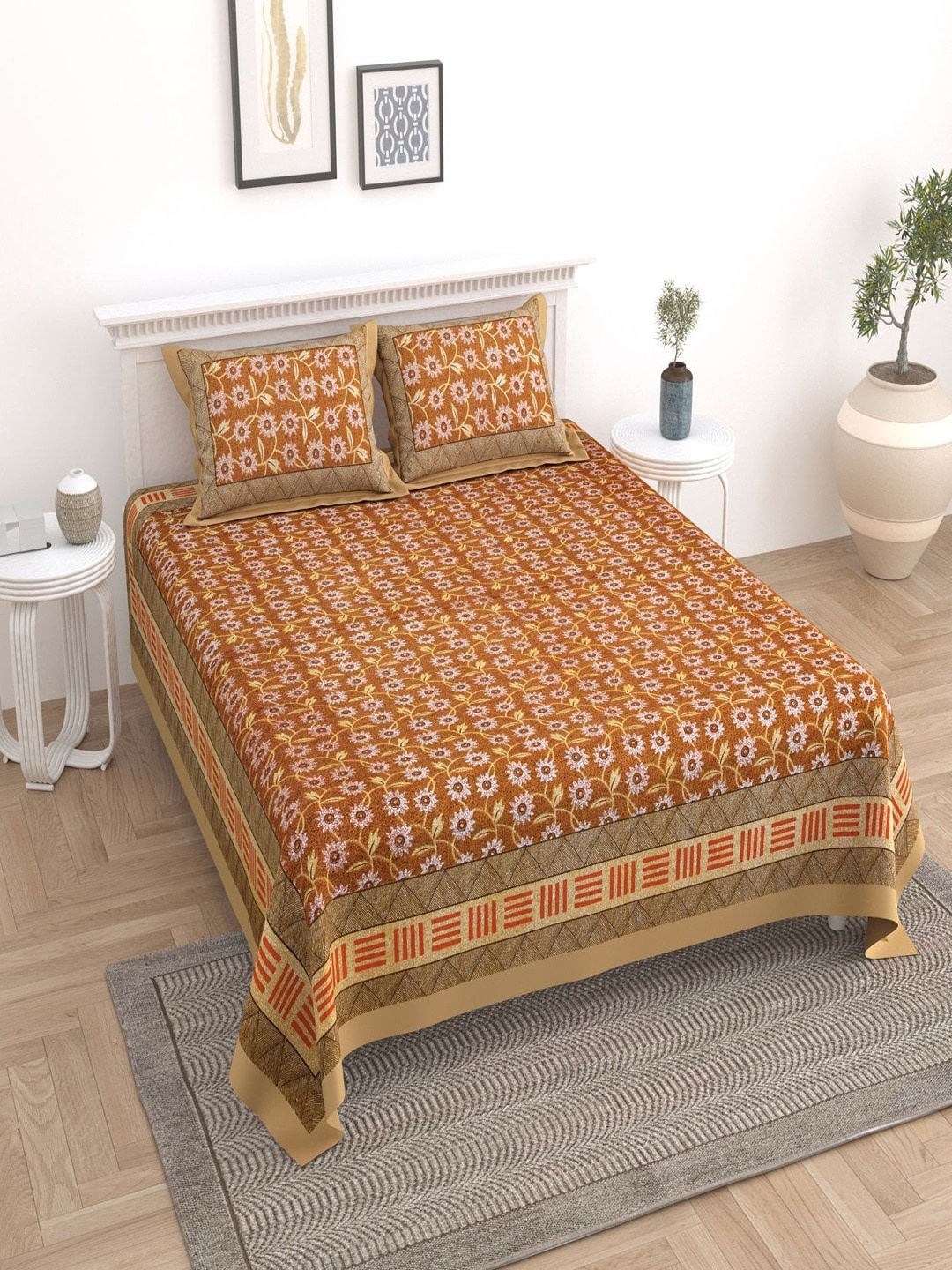 UNIQCHOICE Brown & White Floral Pure Cotton 180 TC King Bedsheet With 2 Pillow Covers
UNIQCHOICE Brown & White Floral Pure Cotton 180 TC King Bedsheet With 2 Pillow Covers