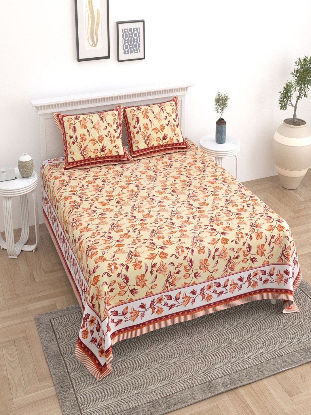 UNIQCHOICE Brown & White Floral Pure Cotton 180 TC King Bedsheet With 2 Pillow Covers
UNIQCHOICE Brown & White Floral Pure Cotton 180 TC King Bedsheet With 2 Pillow Covers