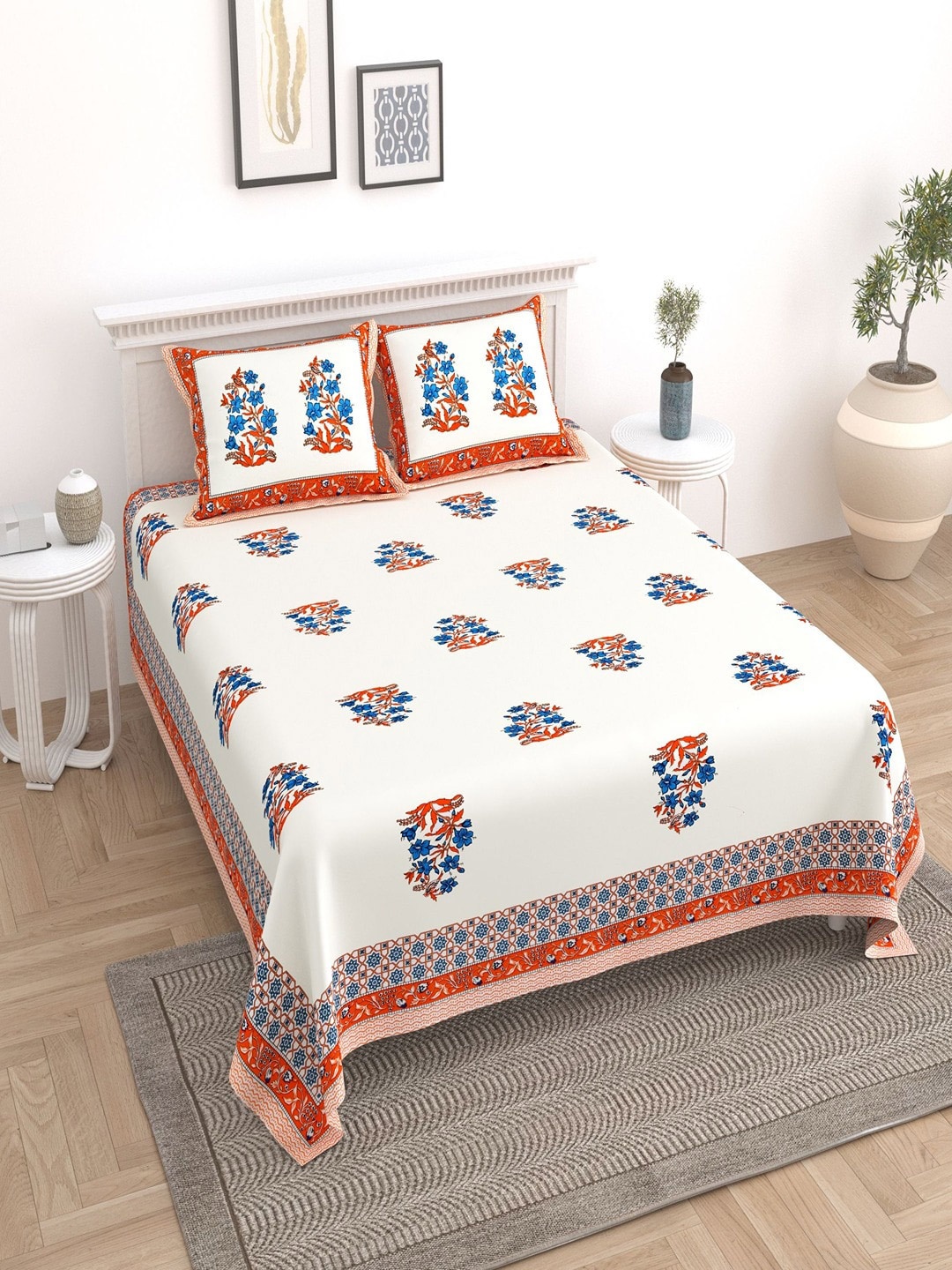 UNIQCHOICE Orange & White Floral Pure Cotton 180 TC King Bedsheet With 2 Pillow Covers
UNIQCHOICE Orange & White Floral Pure Cotton 180 TC King Bedsheet With 2 Pillow Covers