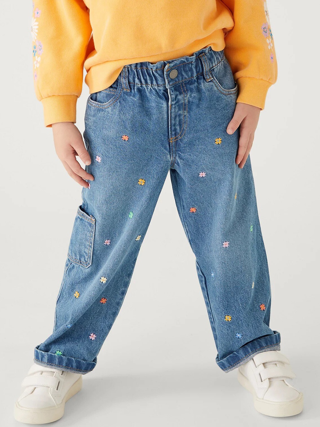Marks & Spencer Girls Straight Fit High-Rise Mildly Distressed Light Fade Cotton Jeans, Blue
Marks & Spencer Girls Straight Fit High-Rise Mildly Distressed Light Fade Cotton Jeans, Blue
