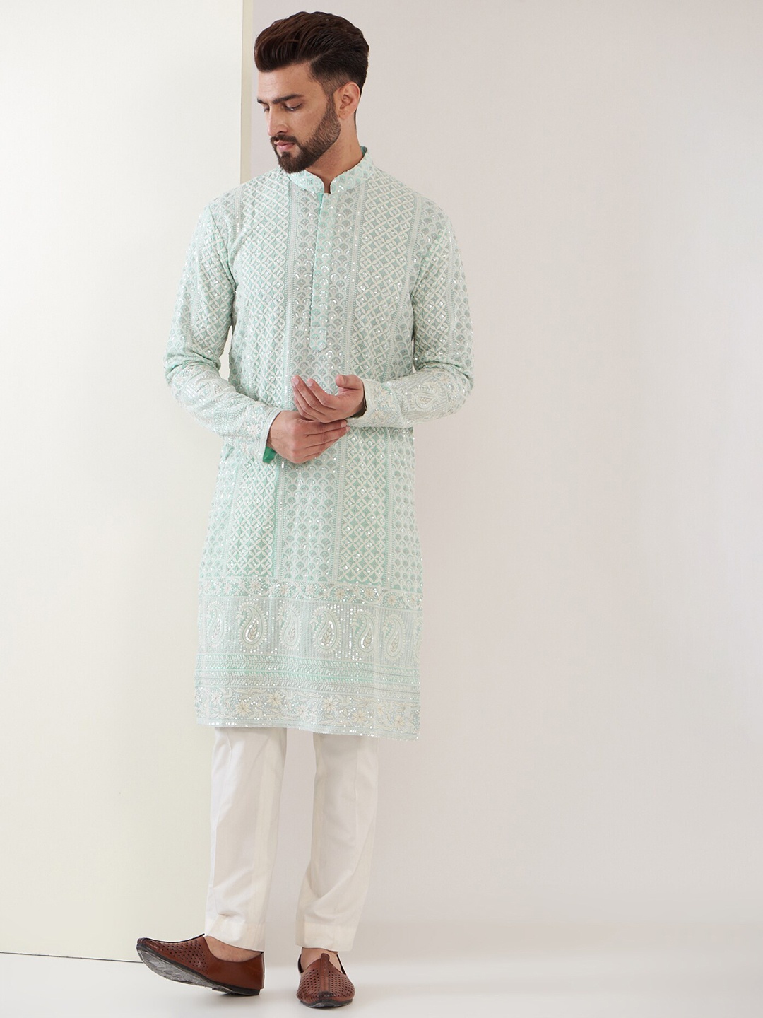 KASBAH CLOTHING NISHCHAIY SAJDEH Ethnic Motifs Embroidered Thread Work Straight Kurta, Blue
KASBAH CLOTHING NISHCHAIY SAJDEH Ethnic Motifs Embroidered Thread Work Straight Kurta, Blue