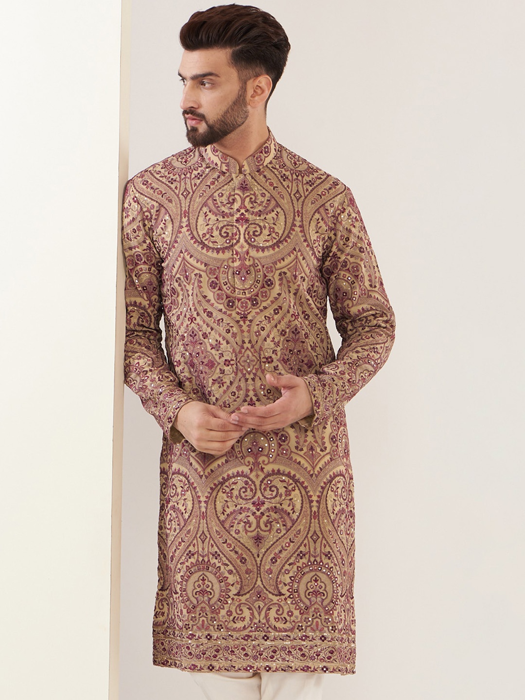 KASBAH CLOTHING NISHCHAIY SAJDEH Ethnic Motifs Embroidered Sequinned Georgette Kurta, Beige
KASBAH CLOTHING NISHCHAIY SAJDEH Ethnic Motifs Embroidered Sequinned Georgette Kurta, Beige