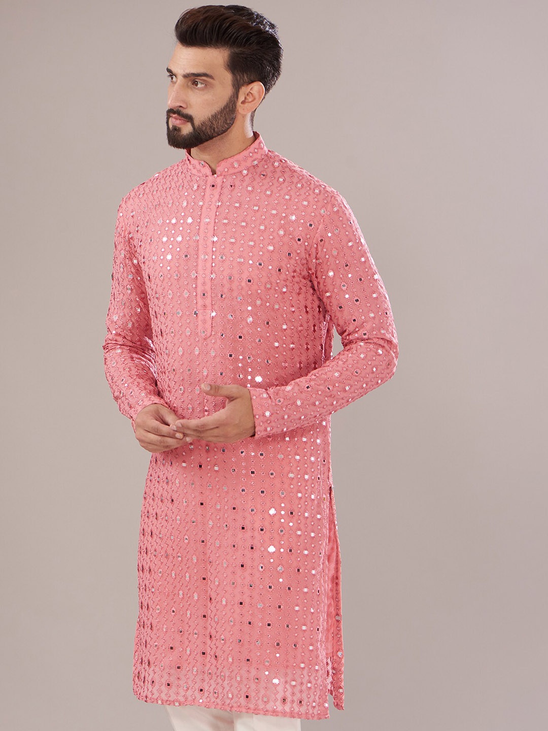 KASBAH CLOTHING NISHCHAIY SAJDEH Ethnic Motifs Embroidered Mirror Work Straight Kurta, Pink
KASBAH CLOTHING NISHCHAIY SAJDEH Ethnic Motifs Embroidered Mirror Work Straight Kurta, Pink