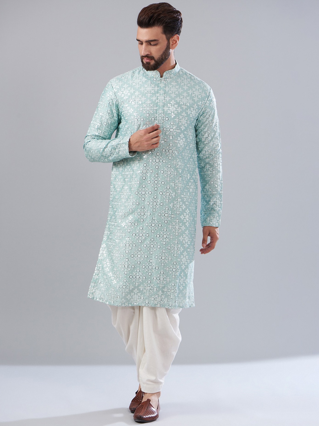 KASBAH CLOTHING NISHCHAIY SAJDEH Ethnic Motifs Embroidered Mirror Work Silk Straight Kurta, Blue
KASBAH CLOTHING NISHCHAIY SAJDEH Ethnic Motifs Embroidered Mirror Work Silk Straight Kurta, Blue