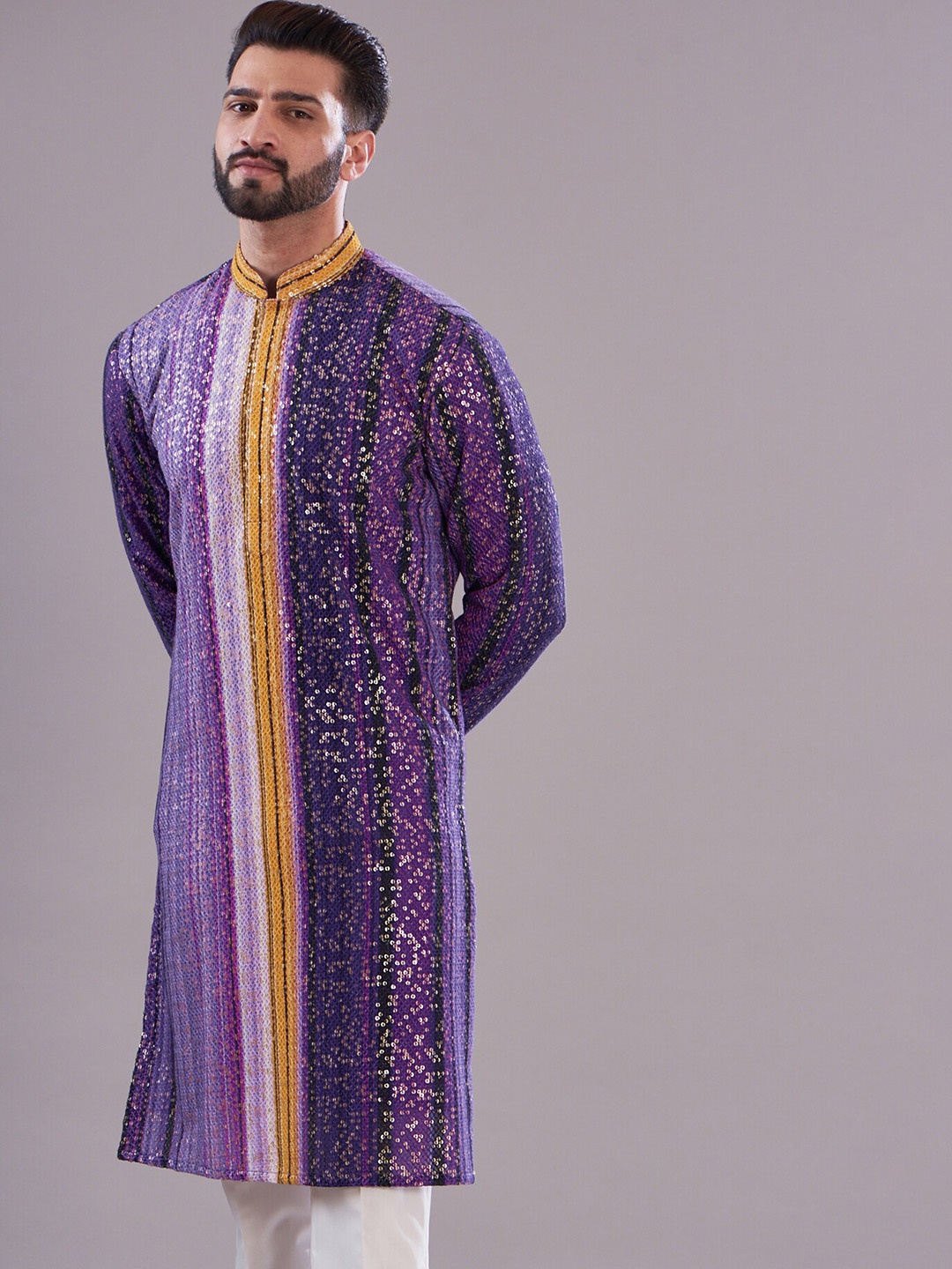 KASBAH CLOTHING NISHCHAIY SAJDEH Ethnic Motifs Embellished Sequined Georgette Kurta, Purple
KASBAH CLOTHING NISHCHAIY SAJDEH Ethnic Motifs Embellished Sequined Georgette Kurta, Purple