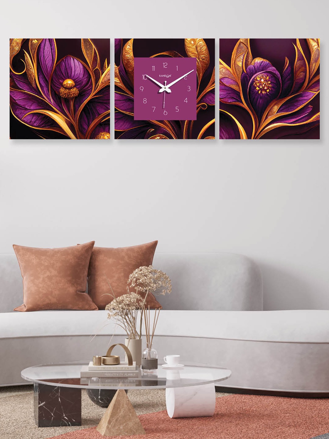 RANDOM Purple & White 3 Pieces Printed Square Shaped Contemporary Wall Clock & Wall Art
RANDOM Purple & White 3 Pieces Printed Square Shaped Contemporary Wall Clock & Wall Art