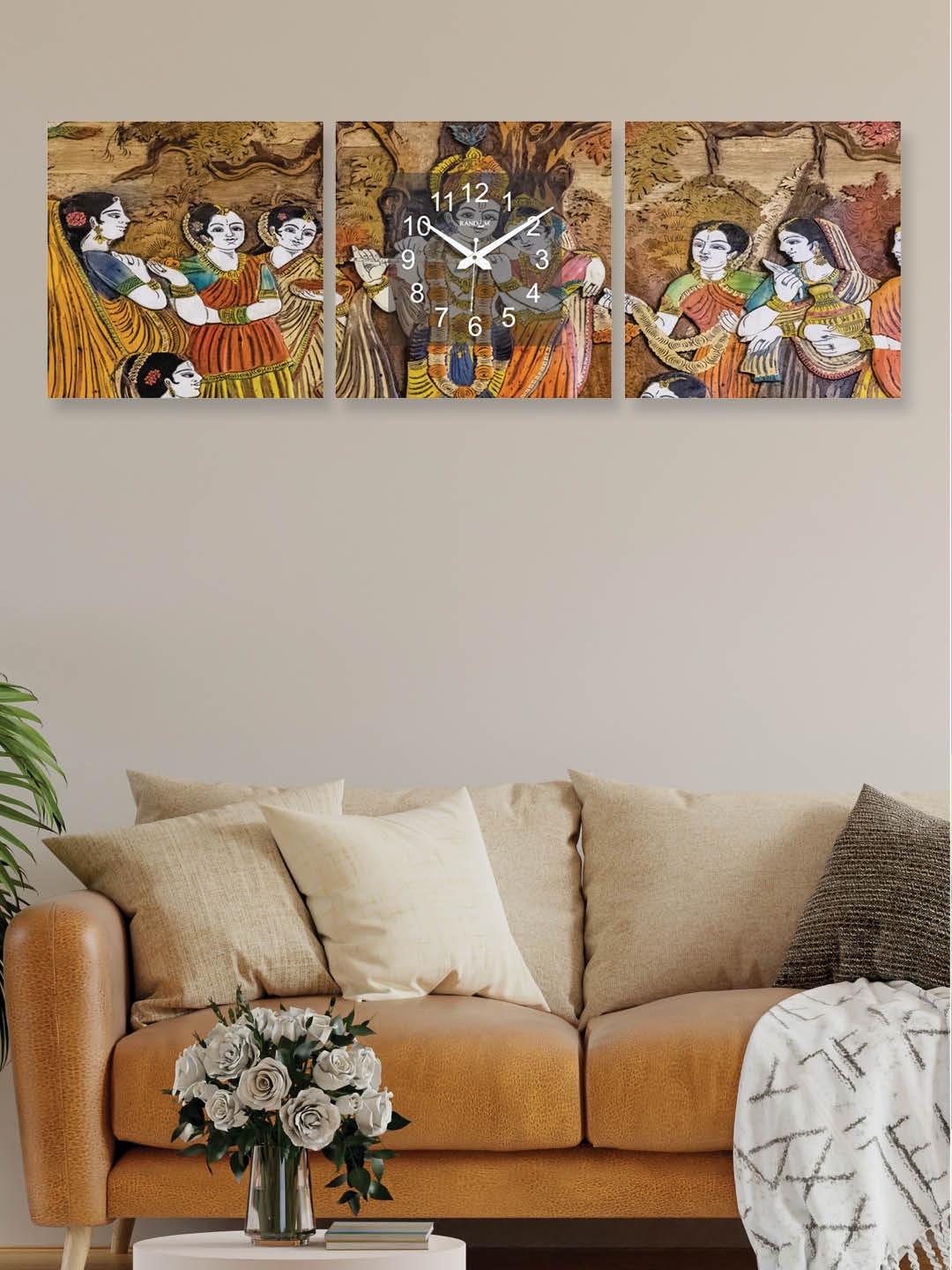 RANDOM Brown 3 Pcs Radha Krishna Printed Contemporary Analogue Wall Clock & Wall Art
RANDOM Brown 3 Pcs Radha Krishna Printed Contemporary Analogue Wall Clock & Wall Art