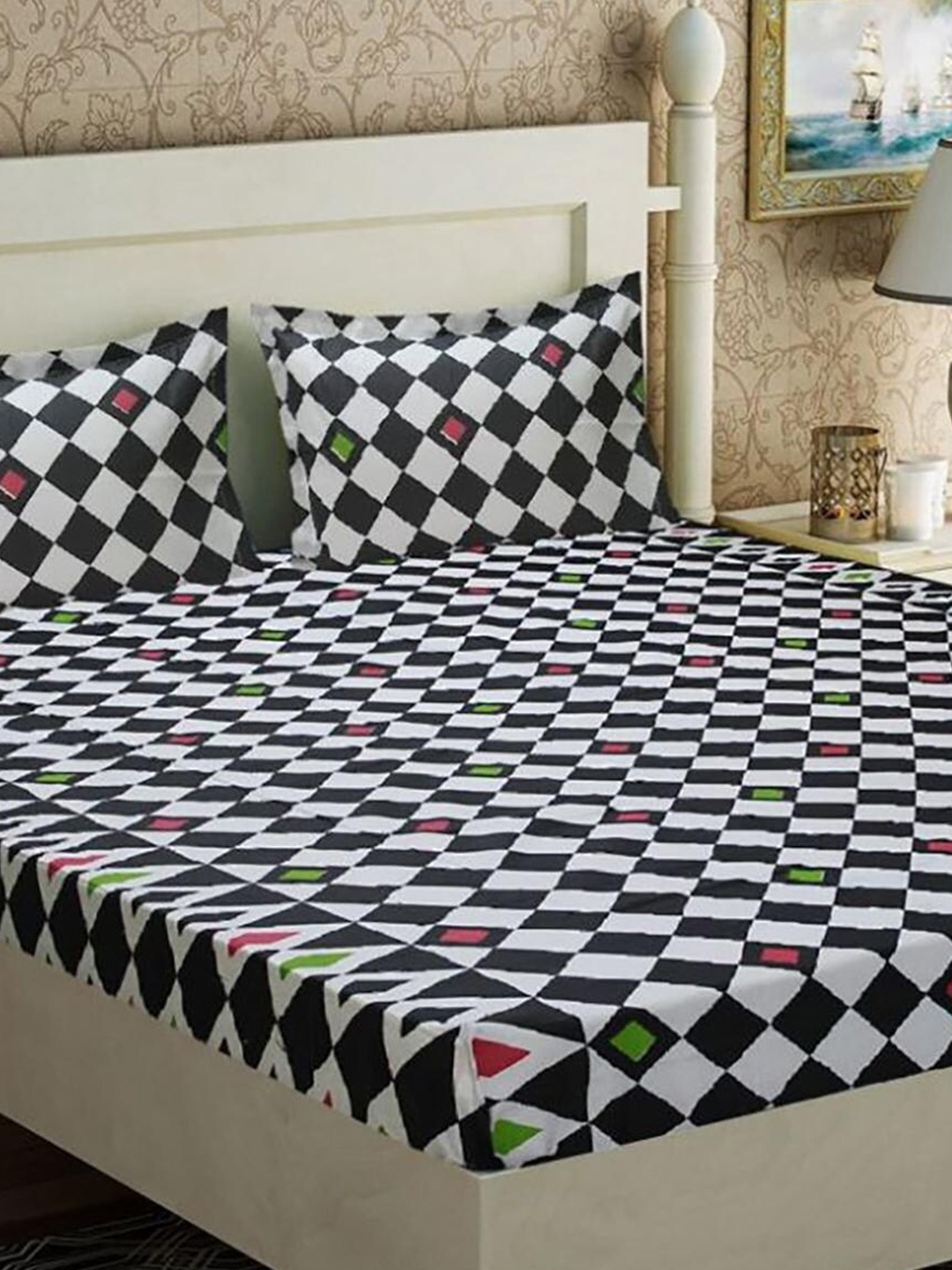 HOMETALES Black & White Cotton Geometric Cotton 120 TC Queen Bedsheet With 2 Pillow Covers
HOMETALES Black & White Cotton Geometric Cotton 120 TC Queen Bedsheet With 2 Pillow Covers