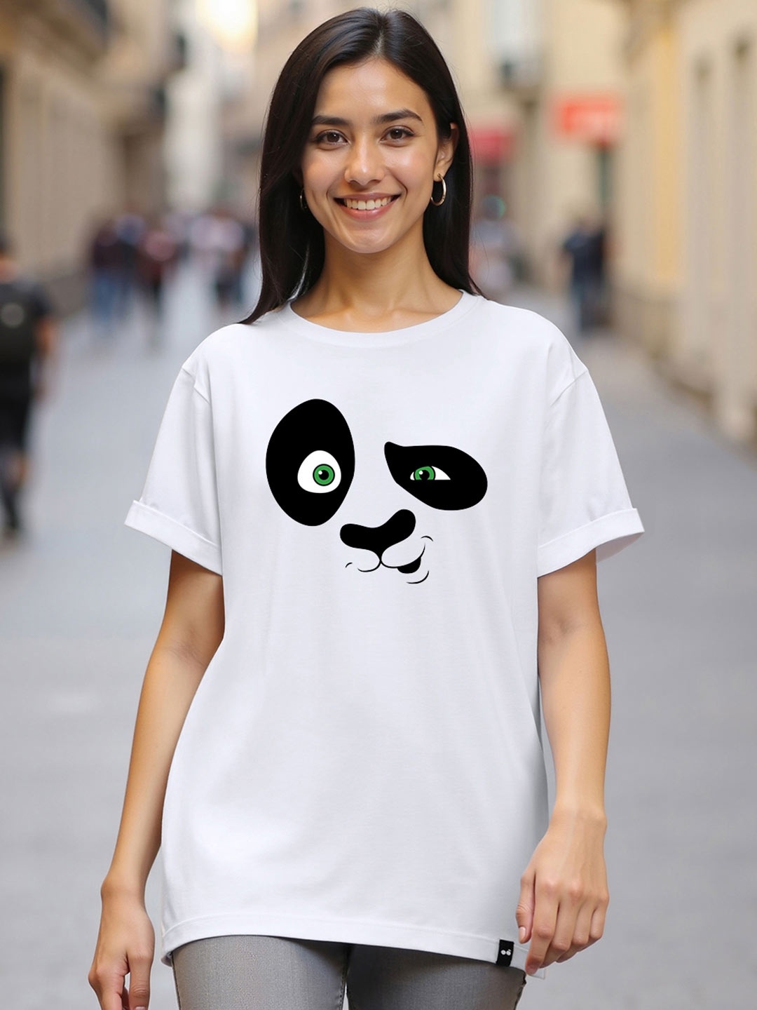 Bewakoof Crazy Panda Printed Drop-Shoulder Sleeves Cotton Longline Relaxed Fit T-Shirt, White
Bewakoof Crazy Panda Printed Drop-Shoulder Sleeves Cotton Longline Relaxed Fit T-Shirt, White