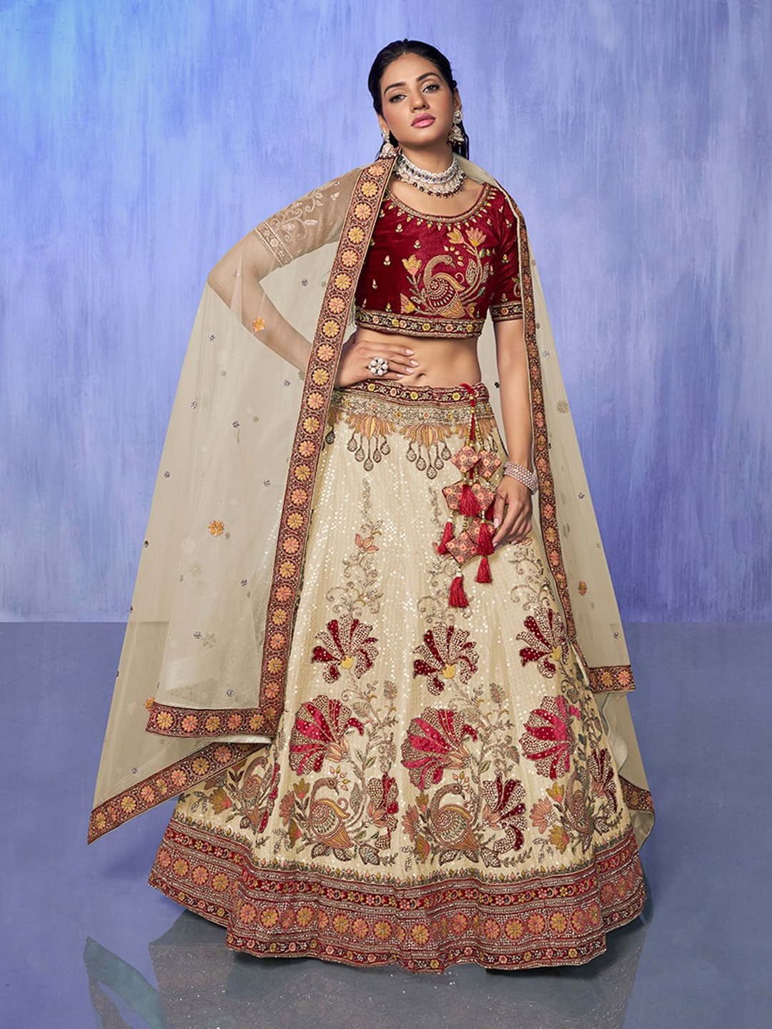 Fusionic Embroidered Sequined Semi-Stitched Lehenga & Unstitched Blouse With Dupatta, White
Fusionic Embroidered Sequined Semi-Stitched Lehenga & Unstitched Blouse With Dupatta, White