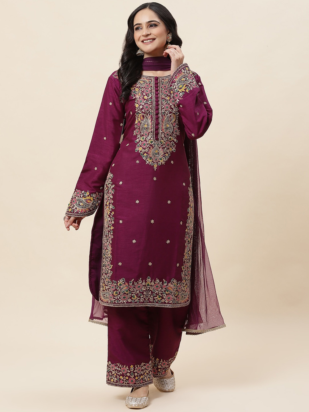 Meena Bazaar Paisley Embroidered Regular Thread Work Kurta With Trousers & With Dupatta, Purple
Meena Bazaar Paisley Embroidered Regular Thread Work Kurta With Trousers & With Dupatta, Purple