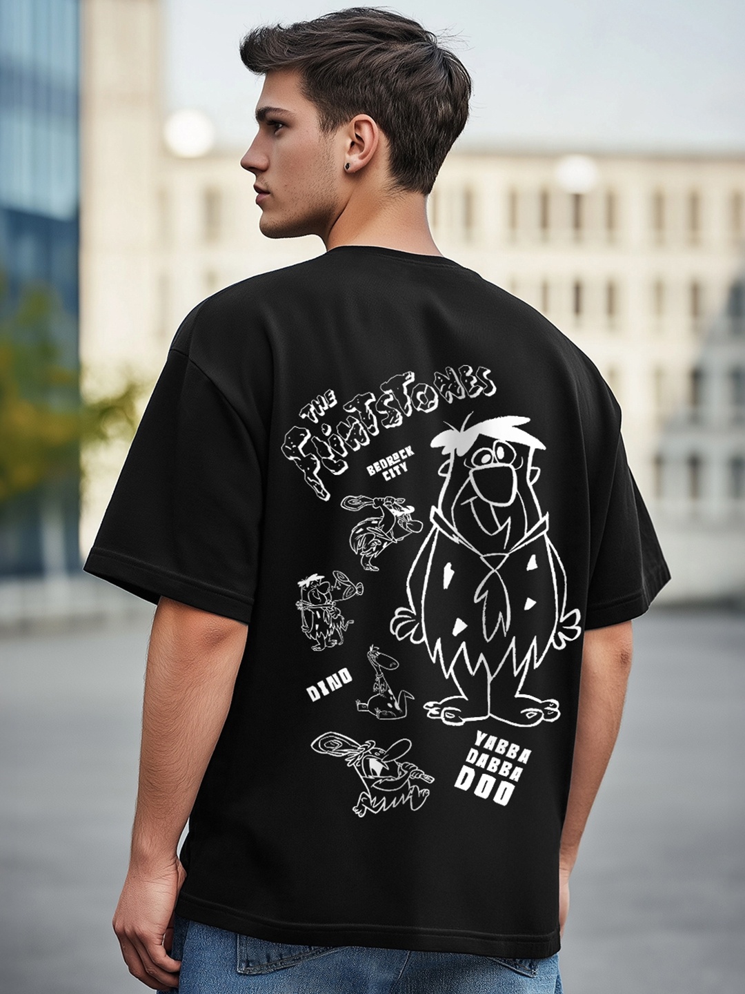 Bewakoof Official Cartoon Network Merchandise The Flintstones Printed Oversized T-shirt, Black
Bewakoof Official Cartoon Network Merchandise The Flintstones Printed Oversized T-shirt, Black