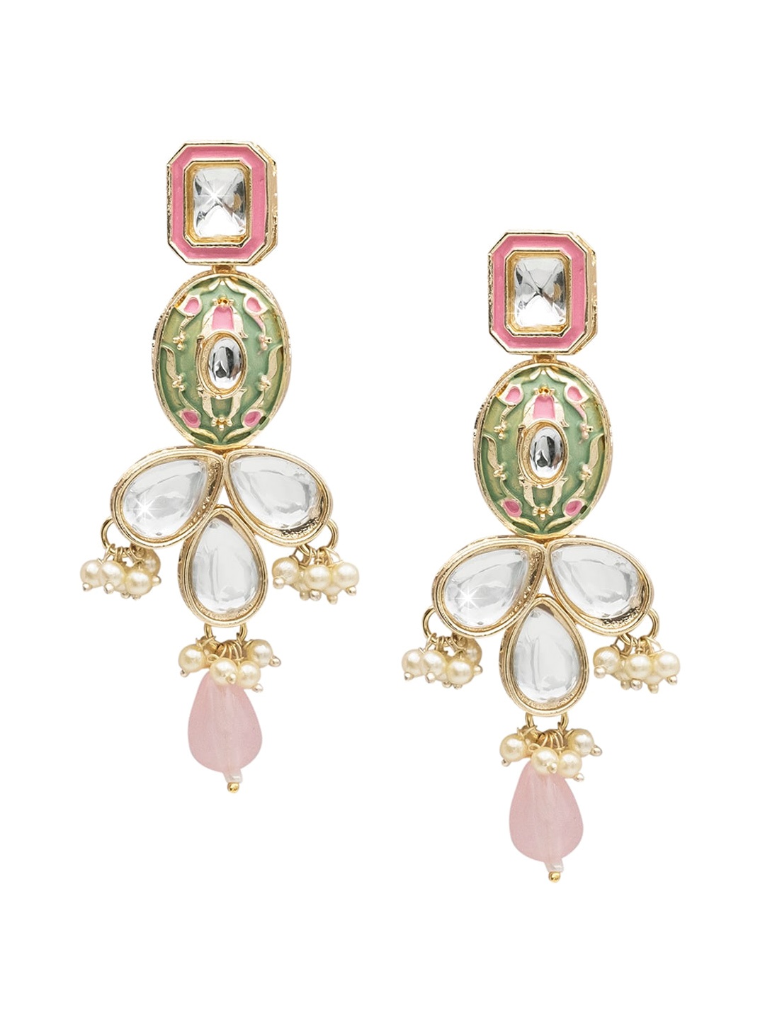 Shining Jewel - By Shivansh Gold Plated Floral Kundan Studded Enamelled Drop Earrings
Shining Jewel - By Shivansh Gold Plated Floral Kundan Studded Enamelled Drop Earrings