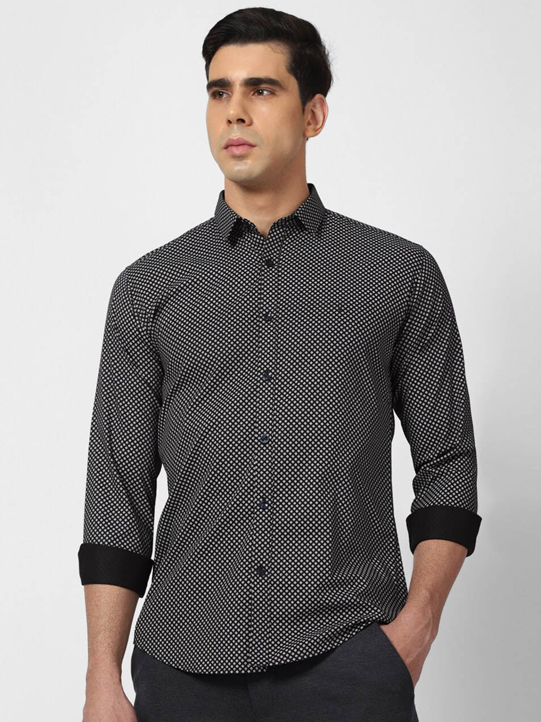 V Dot Slim Fit Micro Ditsy Printed Cotton Shirt, Black
V Dot Slim Fit Micro Ditsy Printed Cotton Shirt, Black
