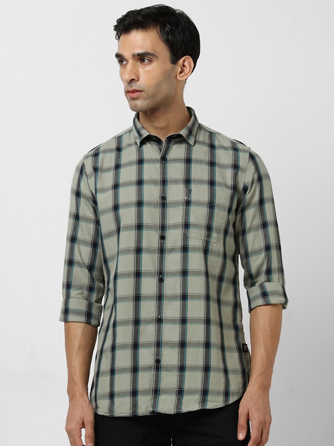 VAN HEUSEN DENIM LABS Slim Fit Windowpane Checks Spread Collar Cotton Casual Shirt, Green
VAN HEUSEN DENIM LABS Slim Fit Windowpane Checks Spread Collar Cotton Casual Shirt, Green
