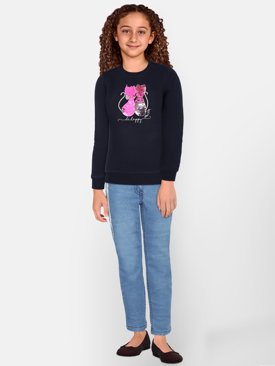 Allen Solly Junior Girls Graphic Printed Sequinned Cotton Pullover Sweatshirt, Black
Allen Solly Junior Girls Graphic Printed Sequinned Cotton Pullover Sweatshirt, Black