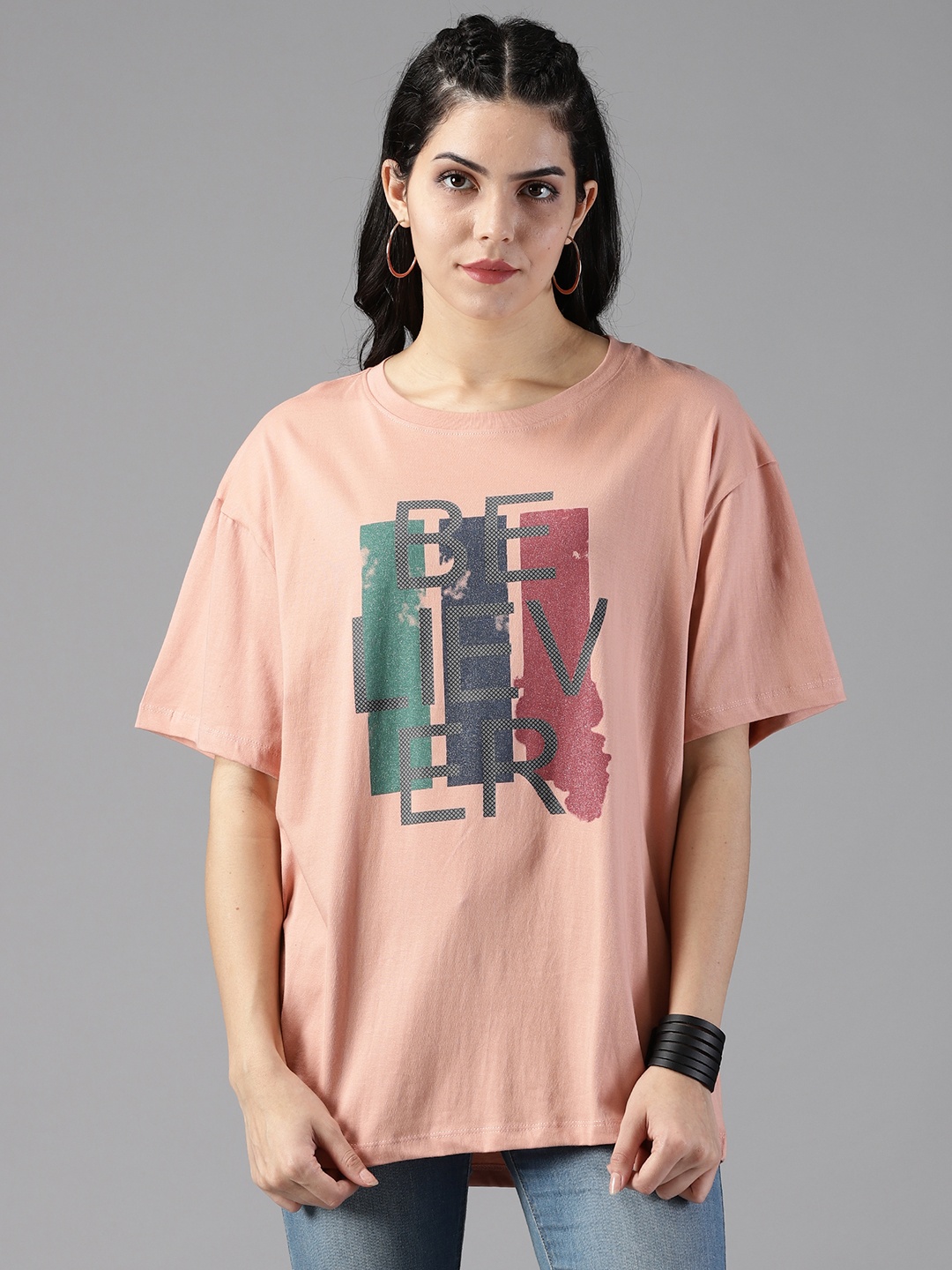 The Roadster Lifestyle Co. round neck Short Sleeves Printed Oversized Pure-Cotton T-Shirt, Peach
The Roadster Lifestyle Co. round neck Short Sleeves Printed Oversized Pure-Cotton T-Shirt, Peach