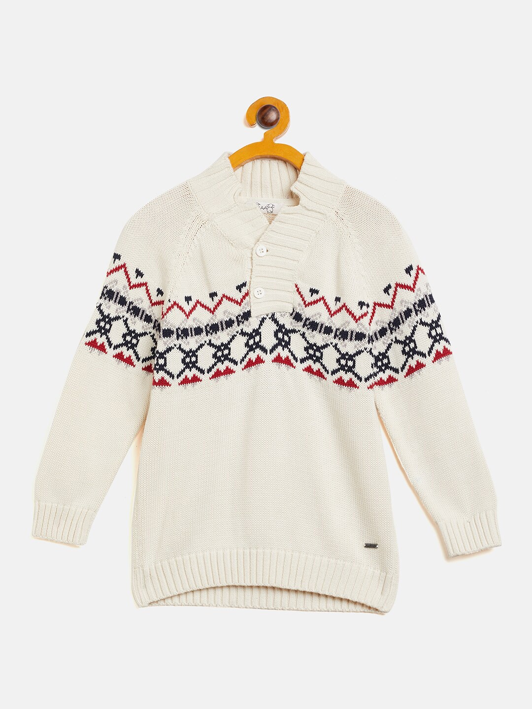 JWAAQ Boys Geometric Printed V-Neck Long Sleeves Pure Cotton Front-Open Sweater, Off white
JWAAQ Boys Geometric Printed V-Neck Long Sleeves Pure Cotton Front-Open Sweater, Off white