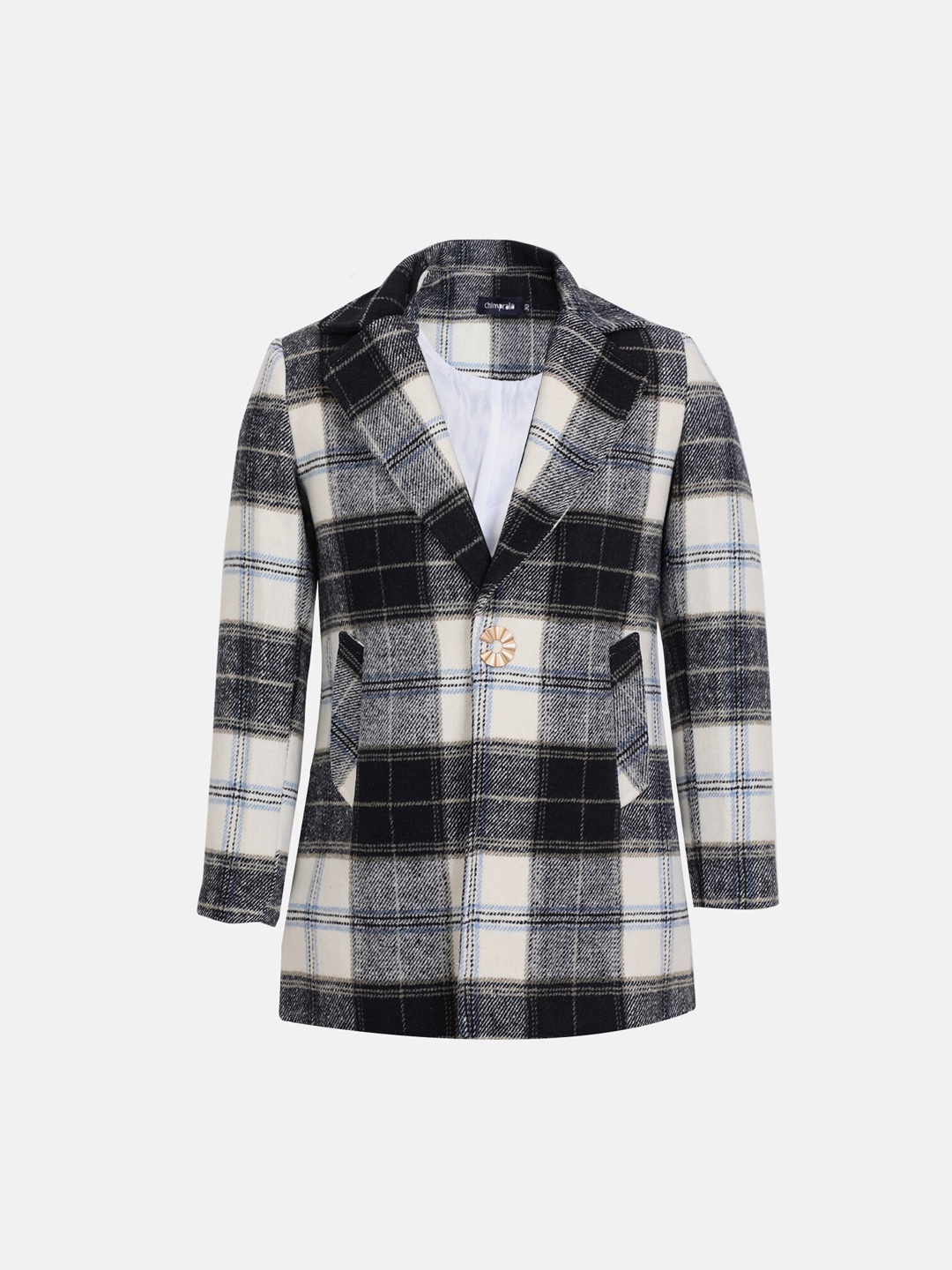 CHKOKKO Girls Checked Notched Lapel Collar Single Breasted Woollen Trench Coat, White
CHKOKKO Girls Checked Notched Lapel Collar Single Breasted Woollen Trench Coat, White