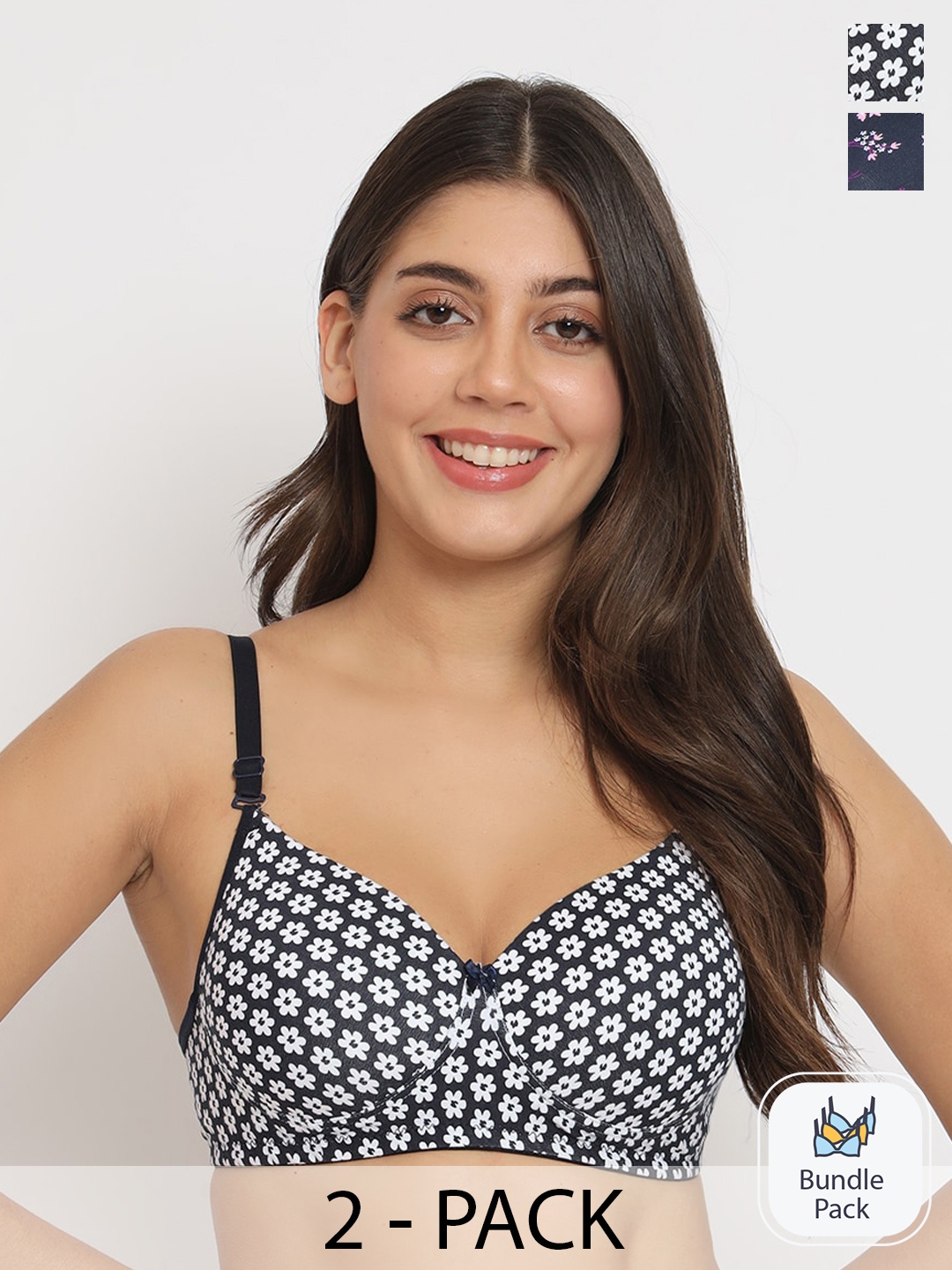 Docare Pack Of 2 Floral Printed Cotton T-shirt Bra Full Coverage Seamless Lightly Padded, Navy blue
Docare Pack Of 2 Floral Printed Cotton T-shirt Bra Full Coverage Seamless Lightly Padded, Navy blue
